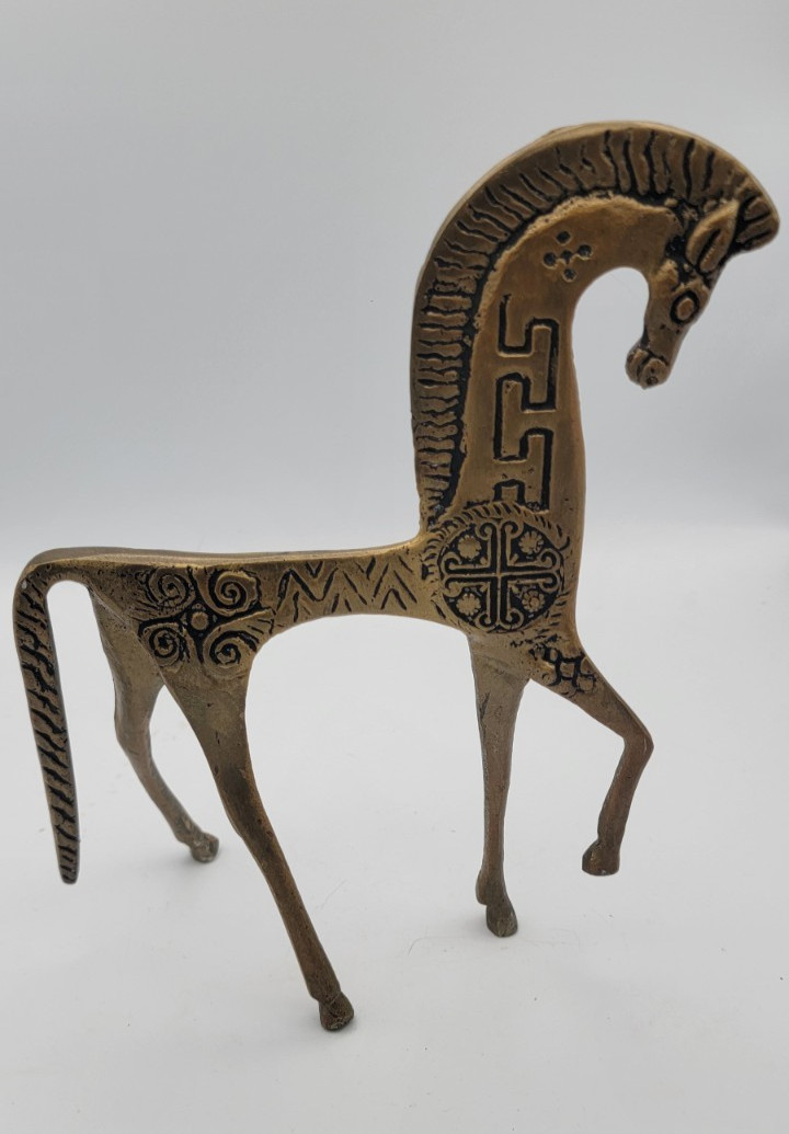 EUC VTG Mid Century MCM Weinberg Style Etruscan Trojan Horse Sculpture Large EUC VTG Mid Century MCM Weinberg Style Etruscan Trojan Horse Sculpture Large