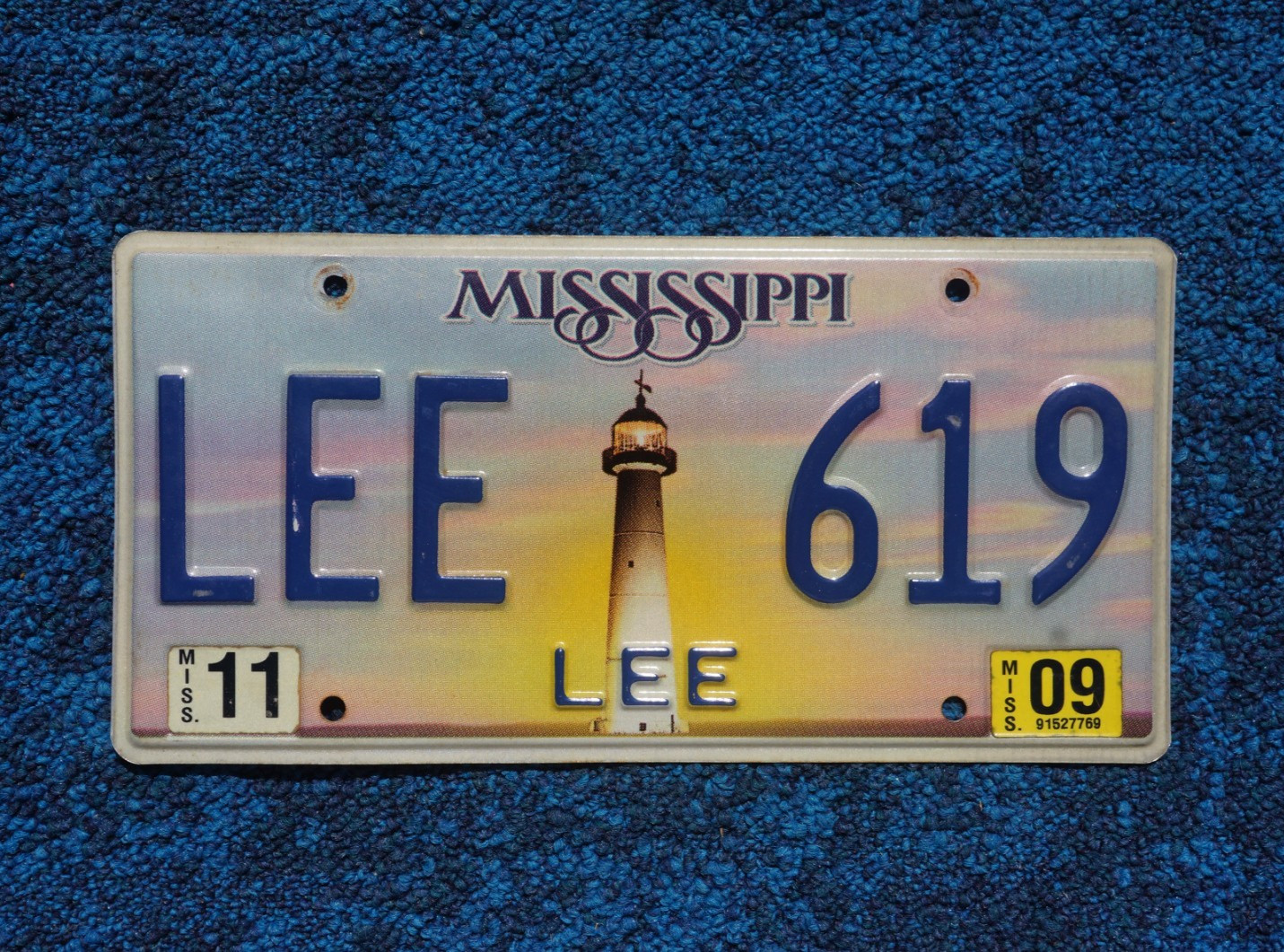 2009 LEE County Mississippi LIGHTHOUSE License Plate # LEE - 619 2009 LEE County Mississippi LIGHTHOUSE License Plate # LEE - 619