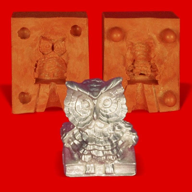 Tin mould silicone mould tin casting owl with book approx. 50 g pure tin