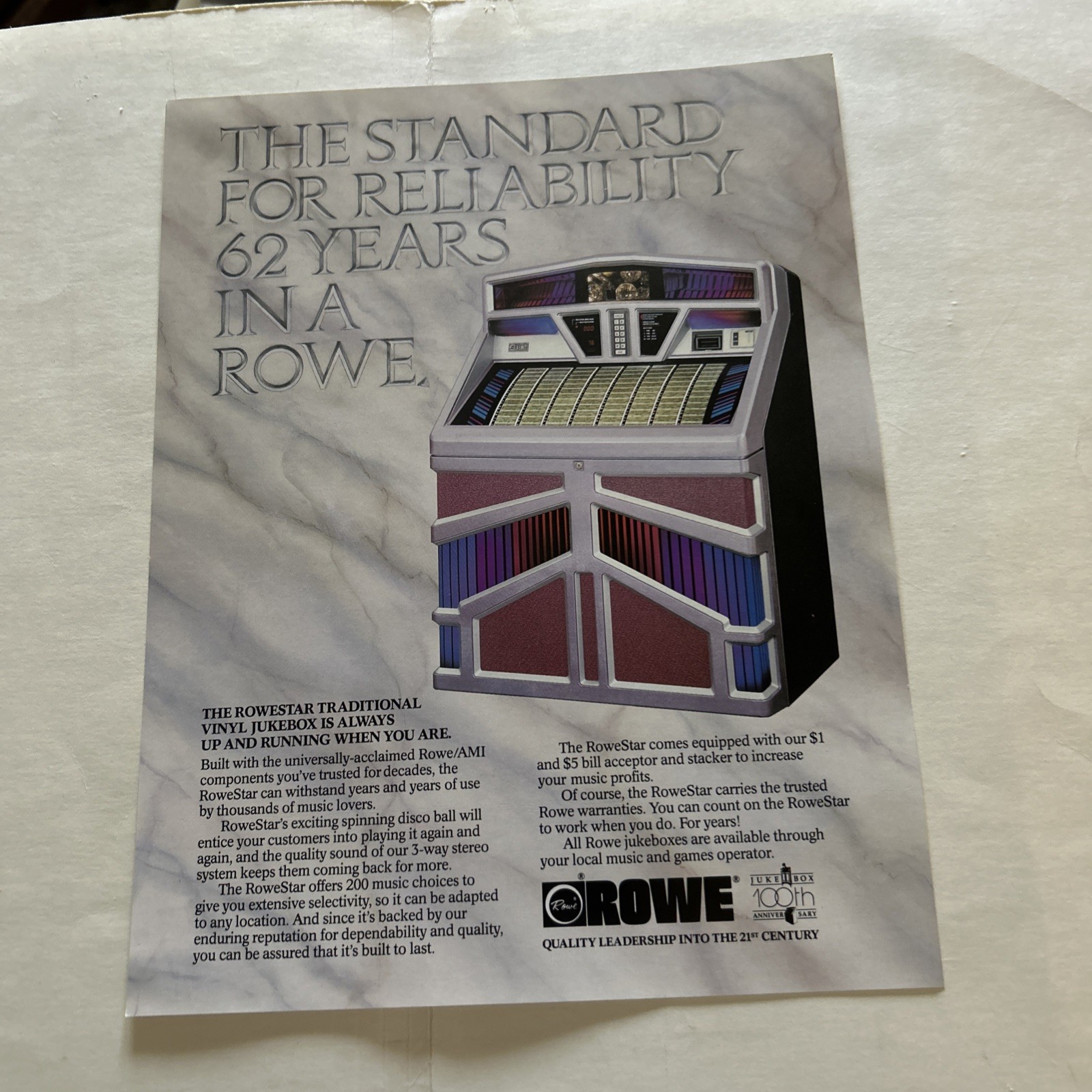 Original Factory Jukebox Ami-Rowe Rowestar Star 45FLYER