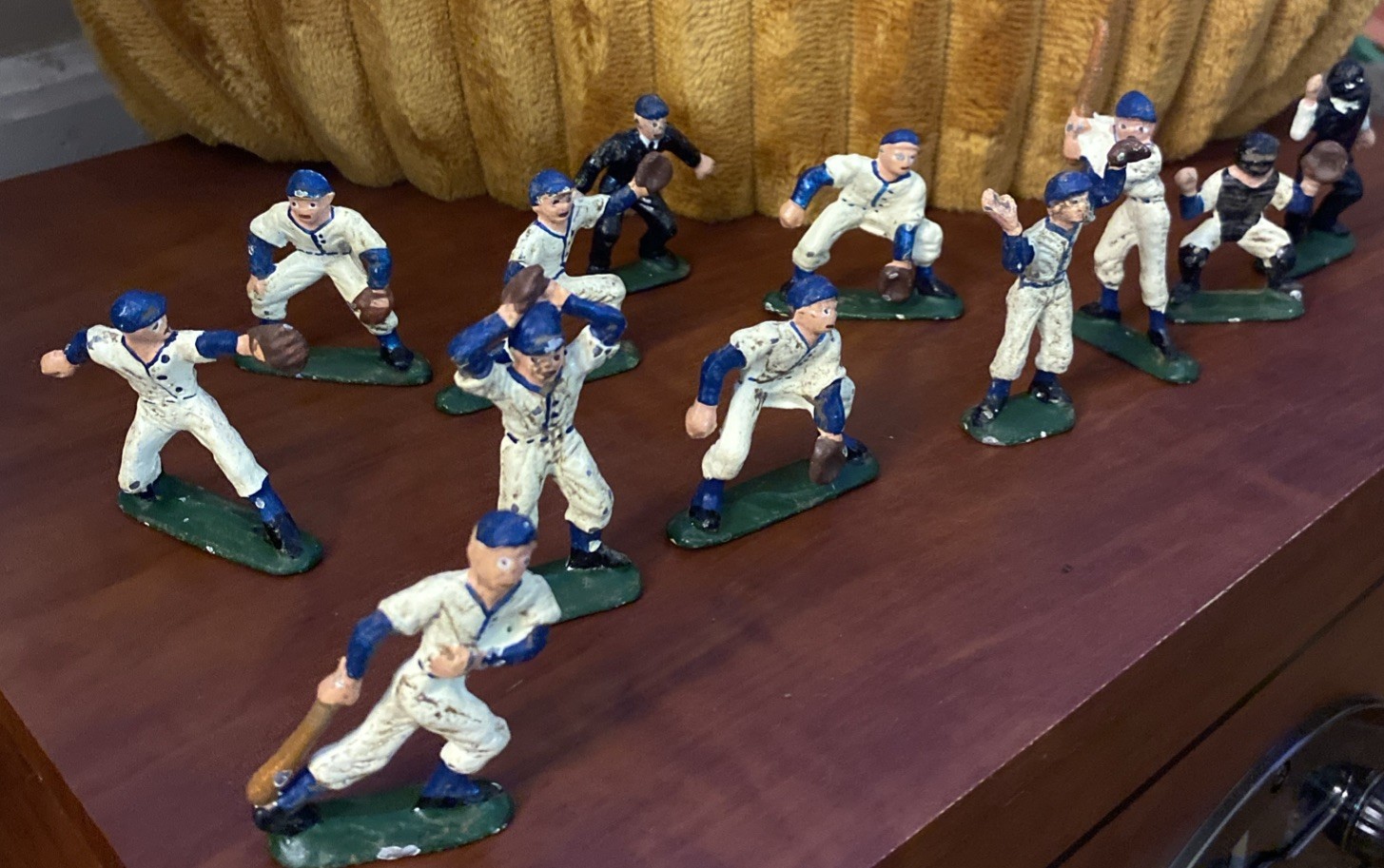 Vtg Lot 12 Baseball 30s 40s Lead Aluminum Toy Player Figurine Hand Painted Ump