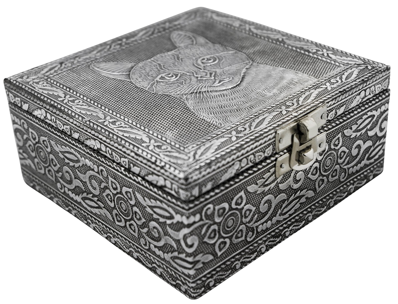 PLESIU YIROCK VGI Elegant Jewelry Box with Hammered Metal Cladding and Soft F...