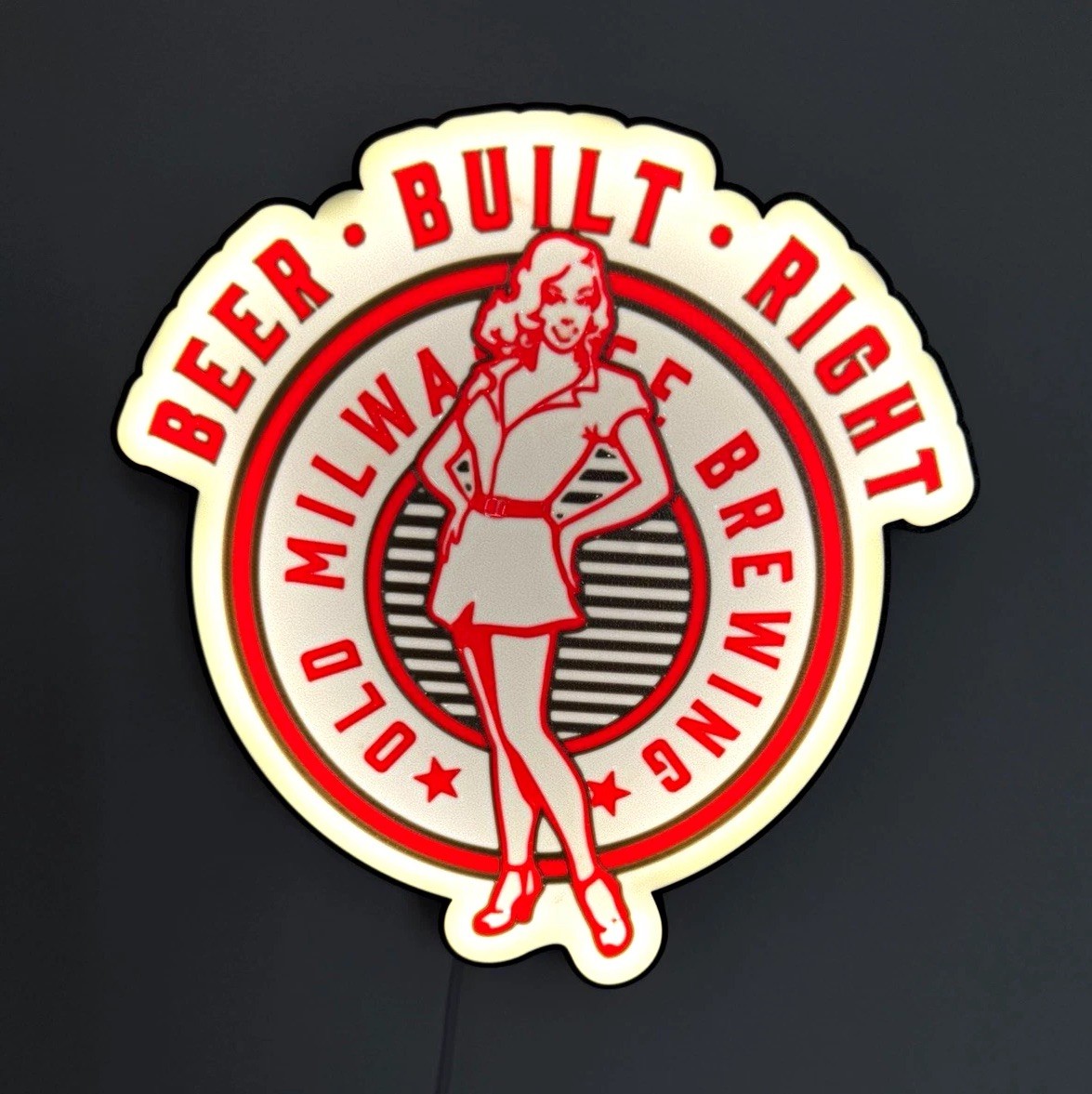 Miller Old Milwaukee Beer Built Right Brewing Lighted Wall Sign Breweriana Miller Old Milwaukee Beer Built Right Brewing Lighted Wall Sign Breweriana