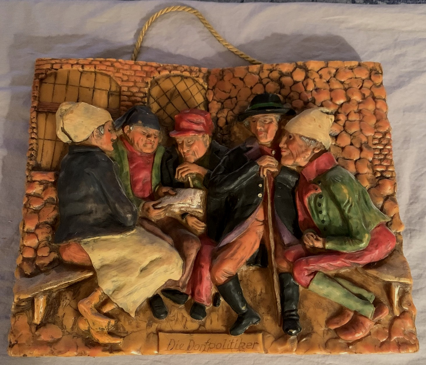 Unique Vintage German Wax Art Wall Plaque The Village Politicians Unique Vintage German Wax Art Wall Plaque The Village Politicians