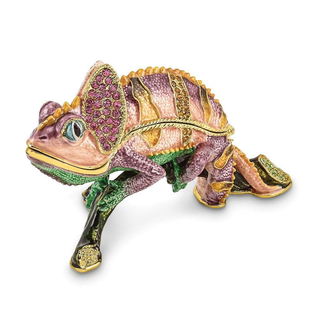 Jere Luxury Giftware, Bejeweled CAMILLE Chameleon Trinket Box with Matching Pend