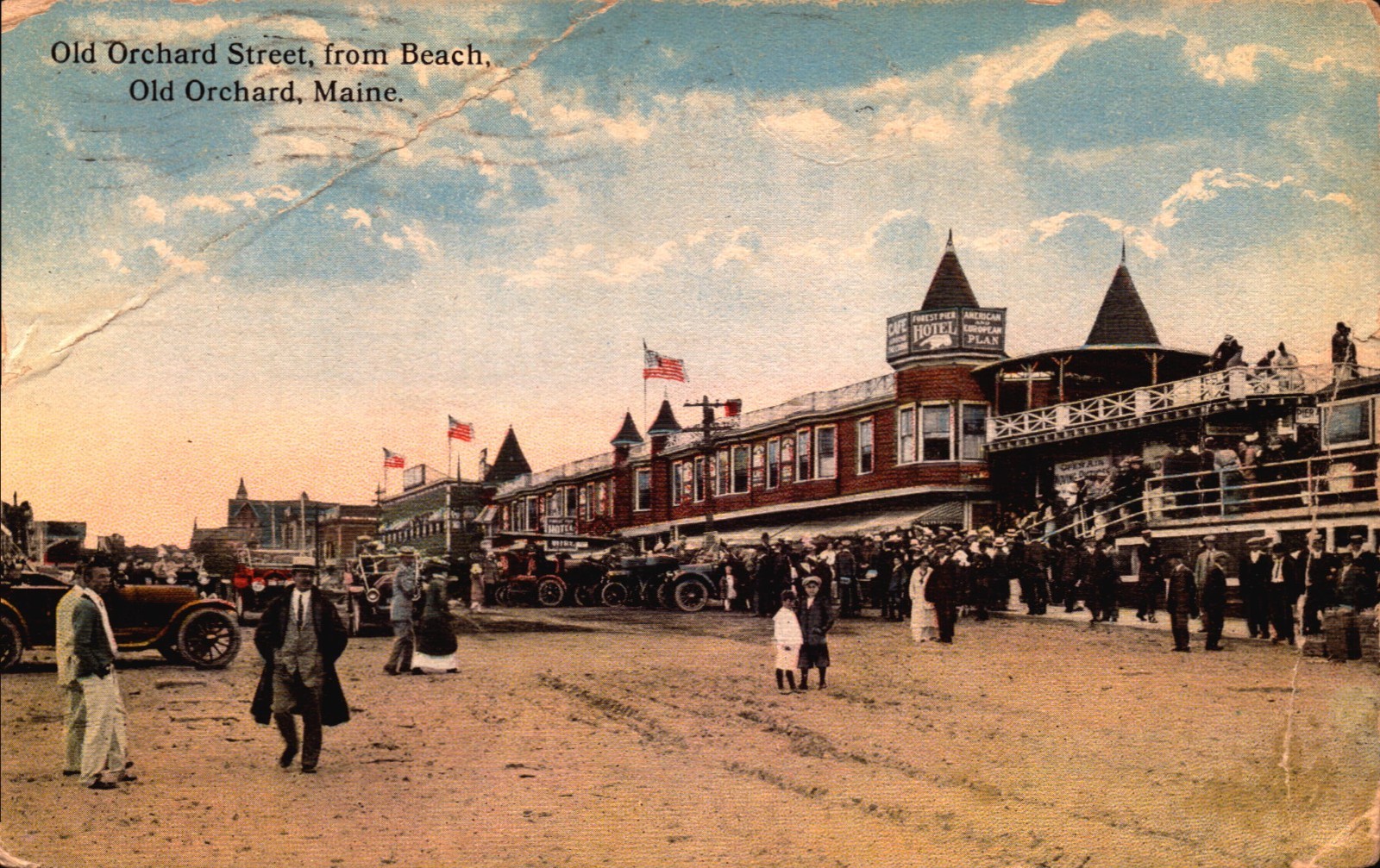 RARE VIEW-OLD ORCHARD ST FROM BEACH-OLD ORCHARD ME-1918 DB POSTCARD BK89