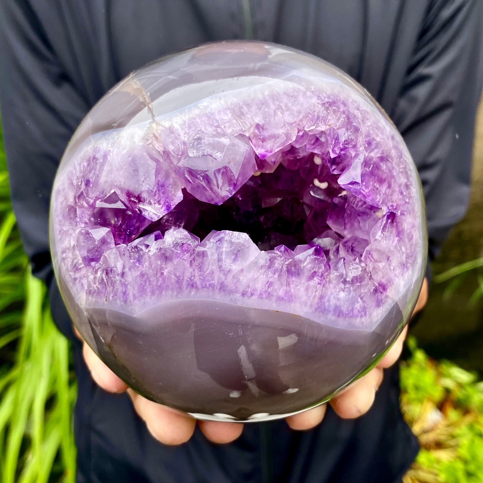4.29LB Amethyst Agate Geode Sphere Spiritual Energy Wealth Home Crystal Ornament