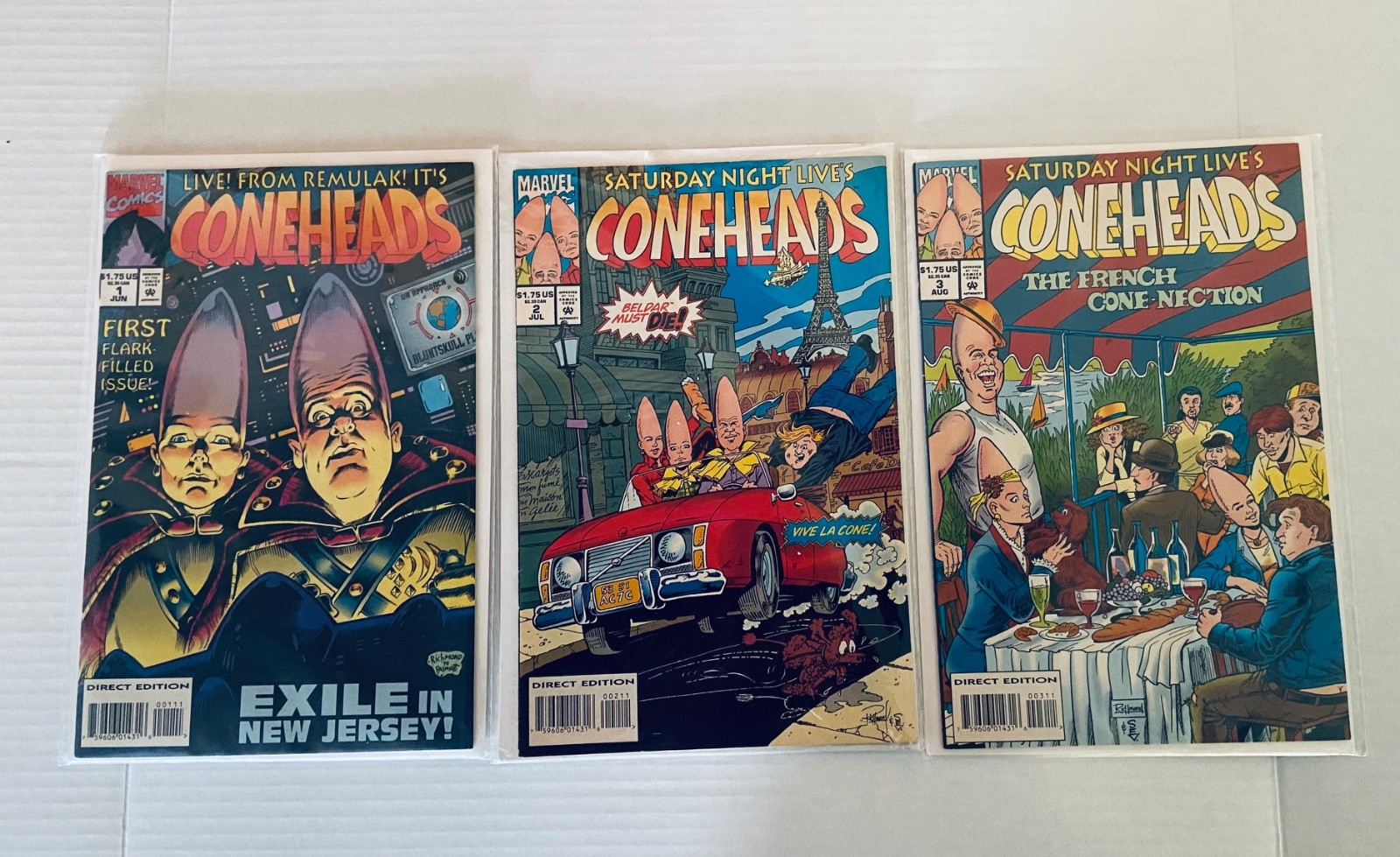 CONEHEADS #1 2 3  (MARVEL/SATURDAY NIGHT LIVE/AKROYD/01261381) FULL SET HTF