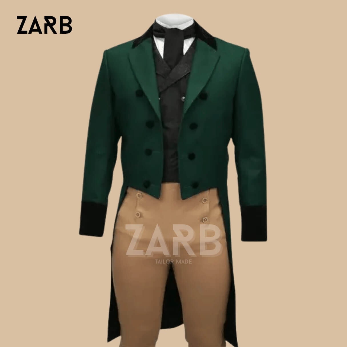 Green Regency Tailcoat | 19th Century Mens Jacket | Bridgerton Costume Coat