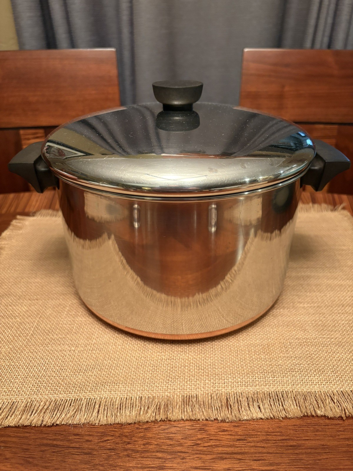 Vtg Revere Ware 6 Qt Quart Stock Pot Copper Bottom 1801 With Lid Clinton, Ill