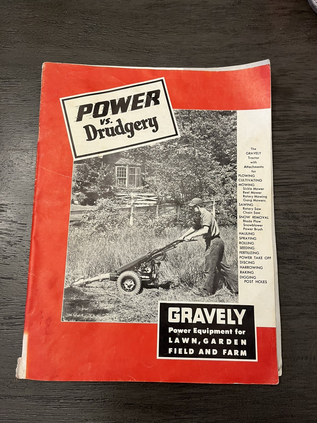 Vintage Collectible Gravely Power Equipment Catalog 1953 Power Vs Drudgery