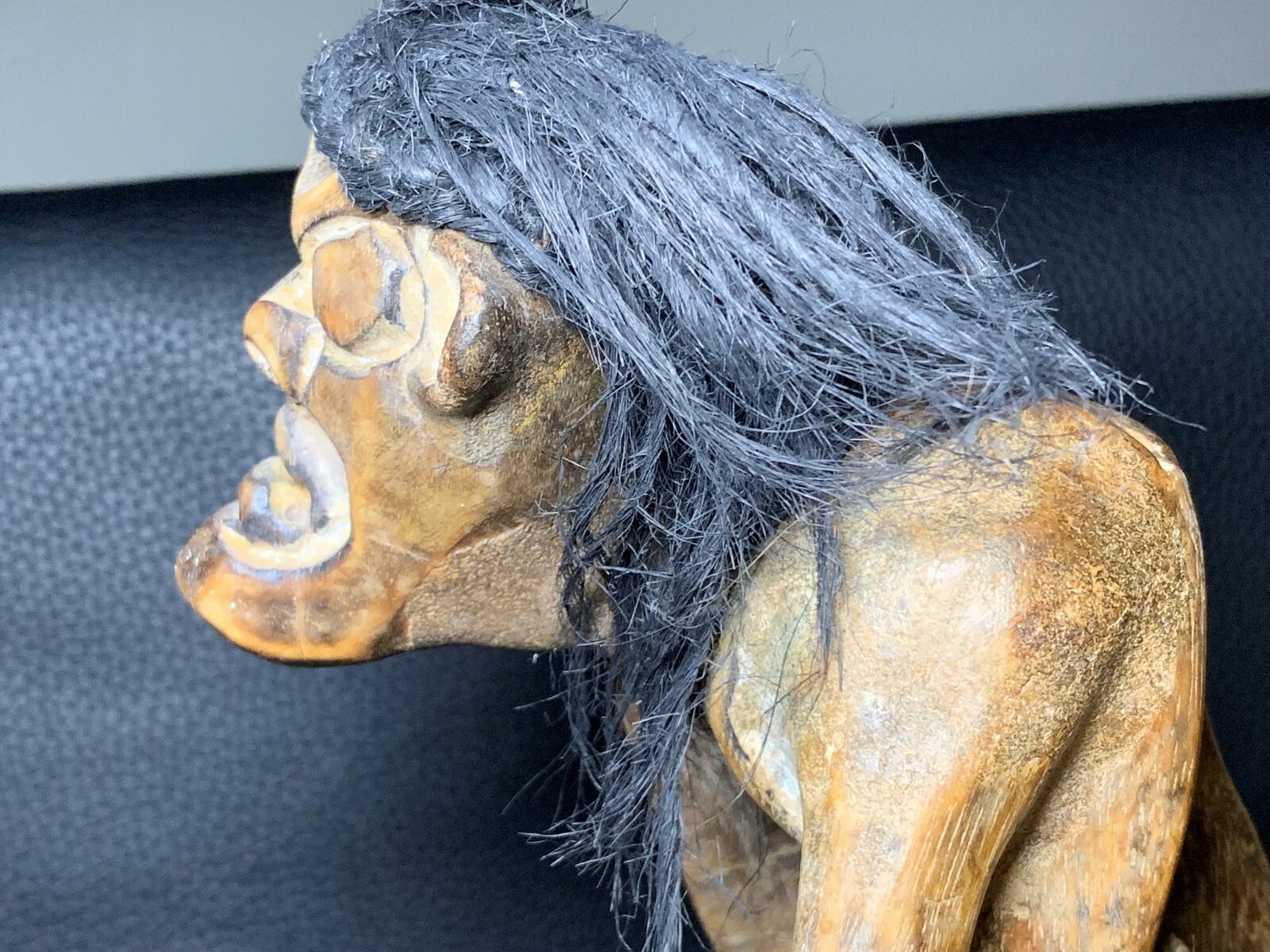 Antique Wooden African Tribal Art Surfing Sculpture Primitive Figure H 12 3/4\