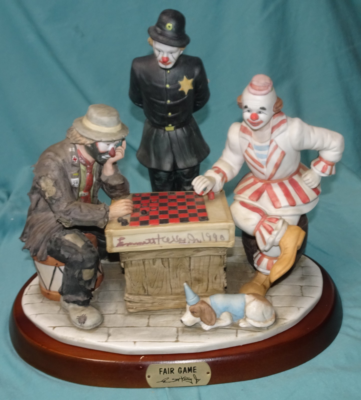 = SIGNED THE BASE FRONT & BOTTOM 1990 FAIR GAME EMMETT KELLY JR LIMITED EDITION