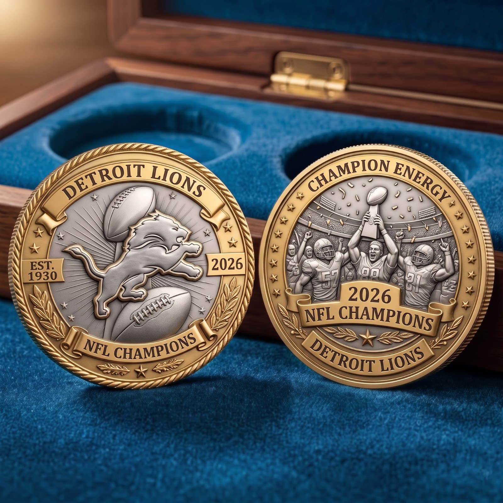 Detroit Lions 2026 Fantasy Commemorative Coin, Football Team Logo Collector Gift