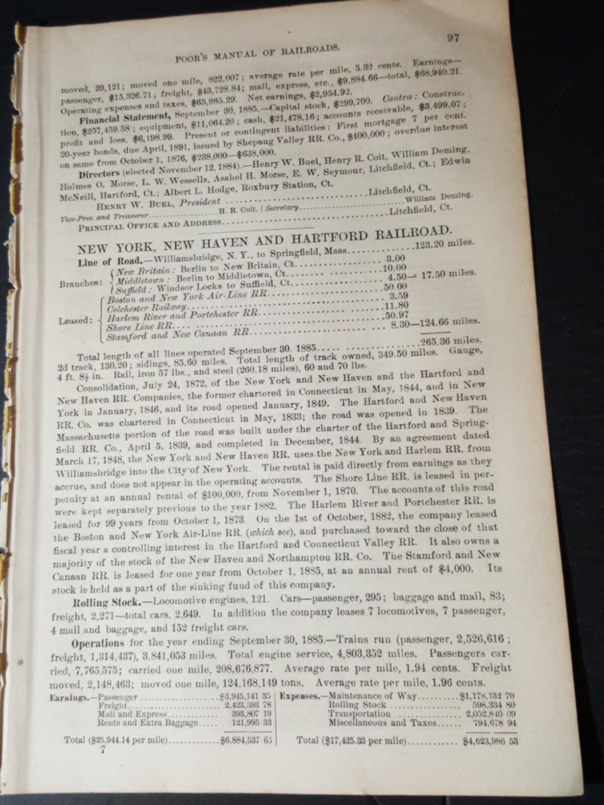 1886 train report NEW YORK NEW HAVEN & HARTFORD RAILROAD Williamsbridge Bronx NY