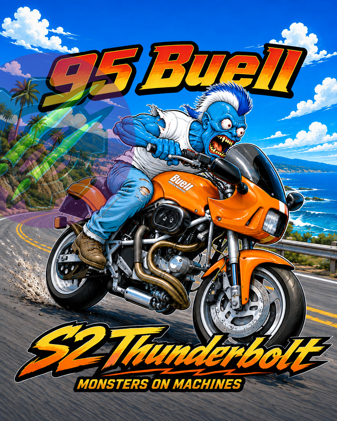 1995 Buell S2 Thunderbolt 8x10 Glossy DNP Photo Media Print