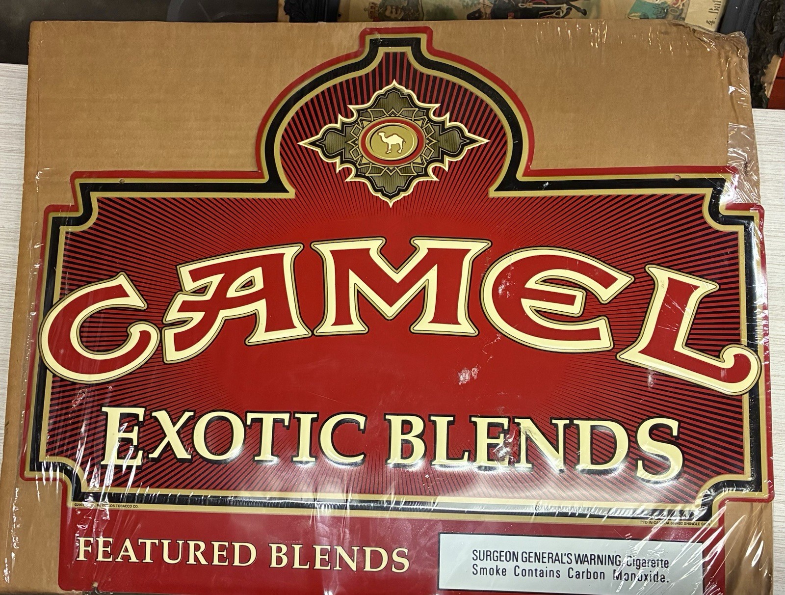 Vintage NOS Camel Exotic Blend Cigarette Advertising Metal Display Sign Complete