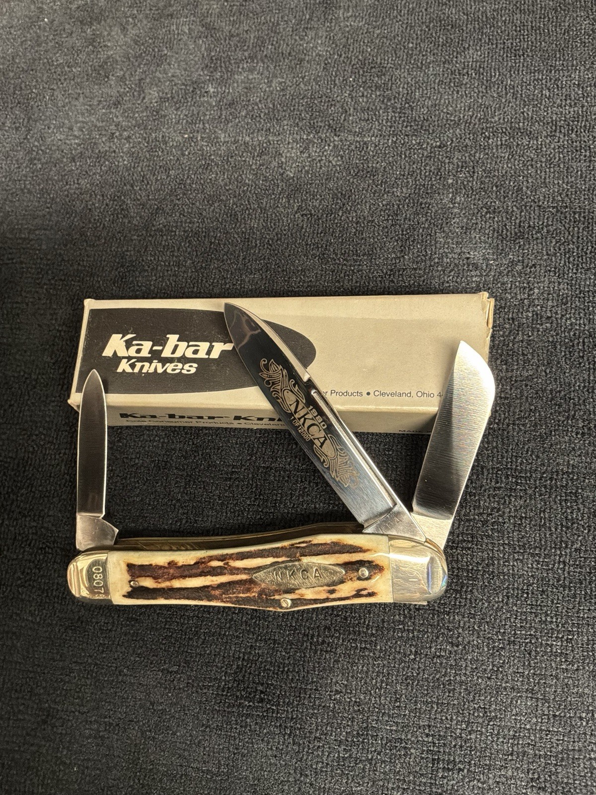 Vintage 1980 Ka-Bar NKCA 1 of 12,000 Stag Handle Stockman Pocket Knife Vintage 1980 Ka-Bar NKCA 1 of 12,000 Stag Handle Stockman Pocket Knife