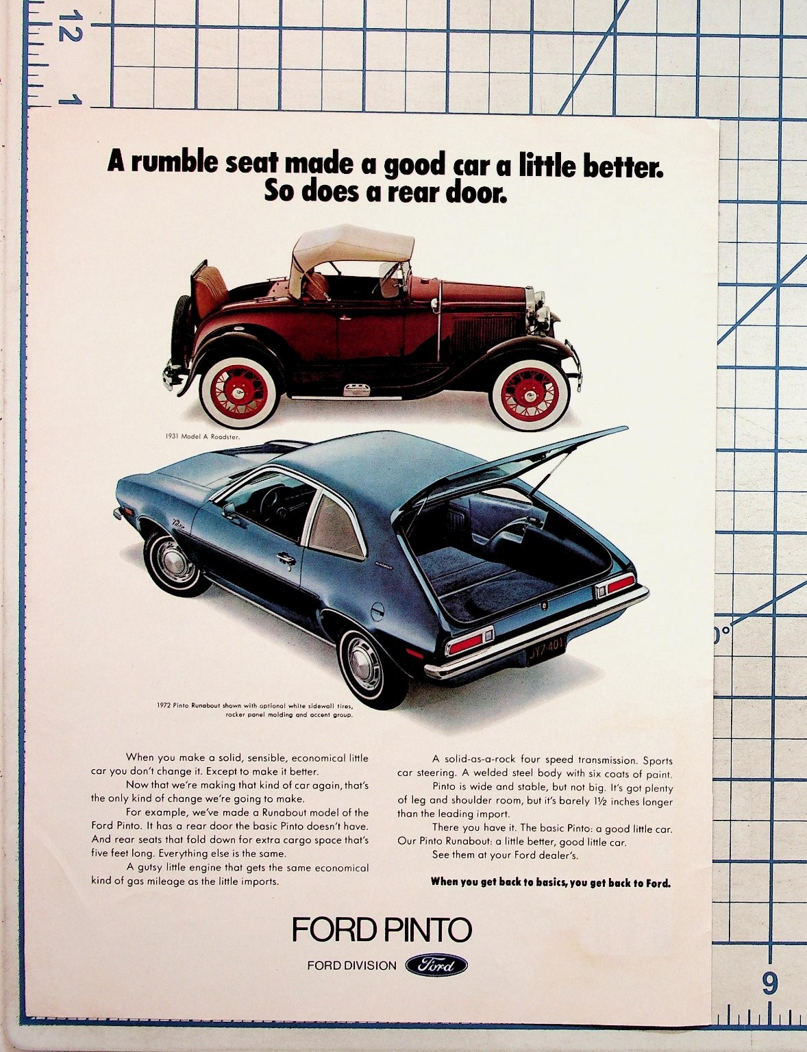 1972 Ford Pinto Runabout Model A Roadster Vintage Car Magazine Print Ad 1972 Ford Pinto Runabout Model A Roadster Vintage Car Magazine Print Ad