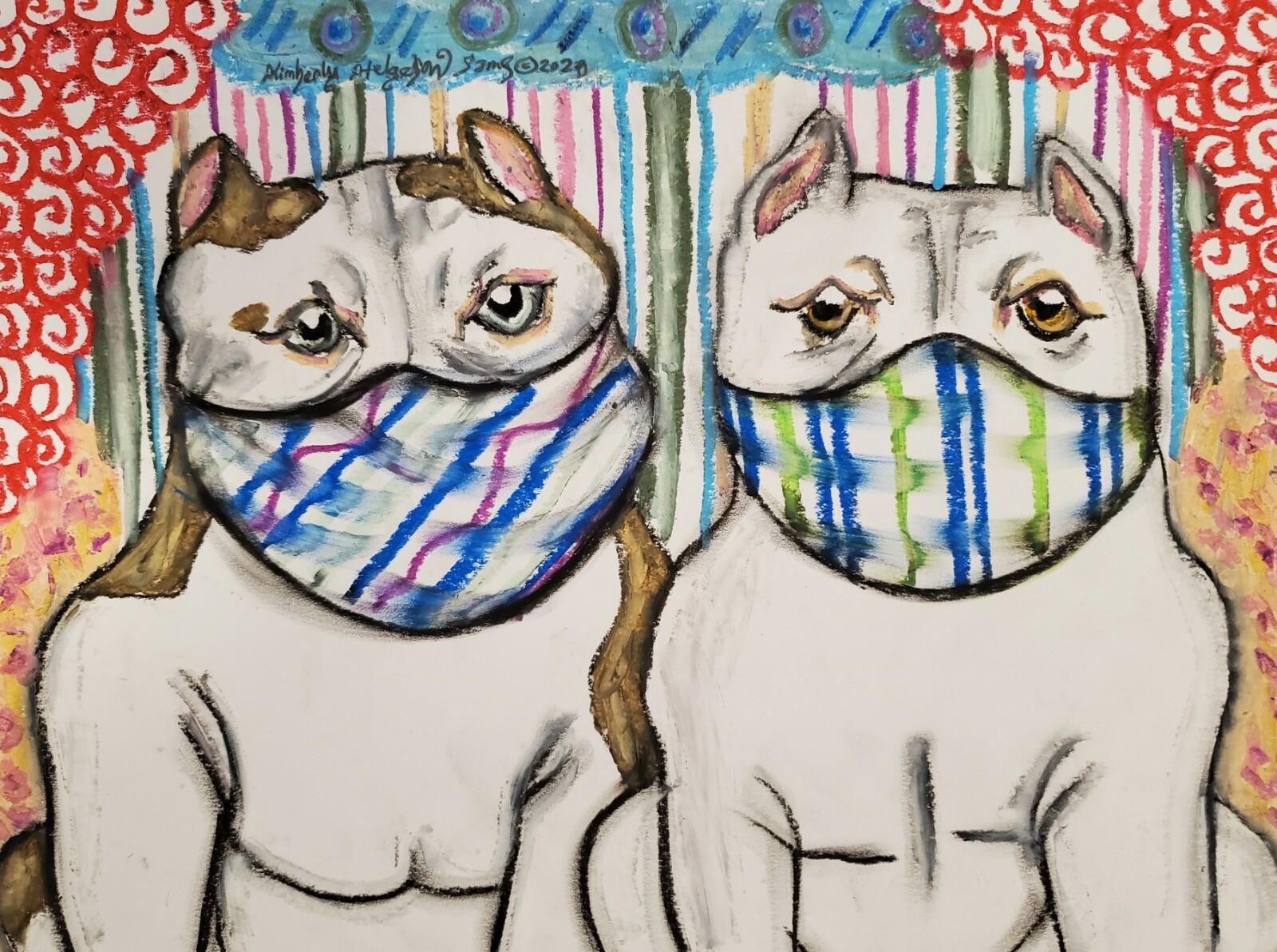 dog art AMERICAN BULLY print 11x14 gift modern Folk KSams Quarantine Collectible