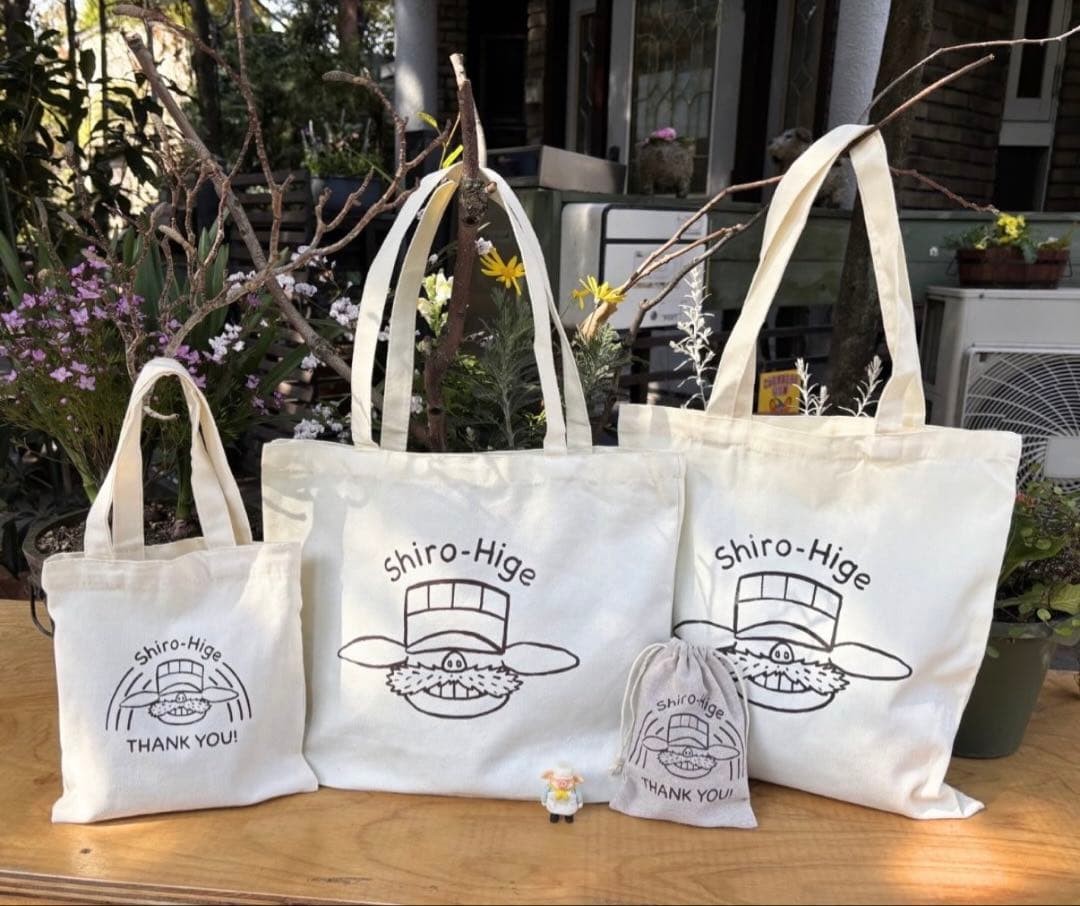 Shirahige Cream Puff Studio Tote Bag Set Drawstring Ghibli Japan