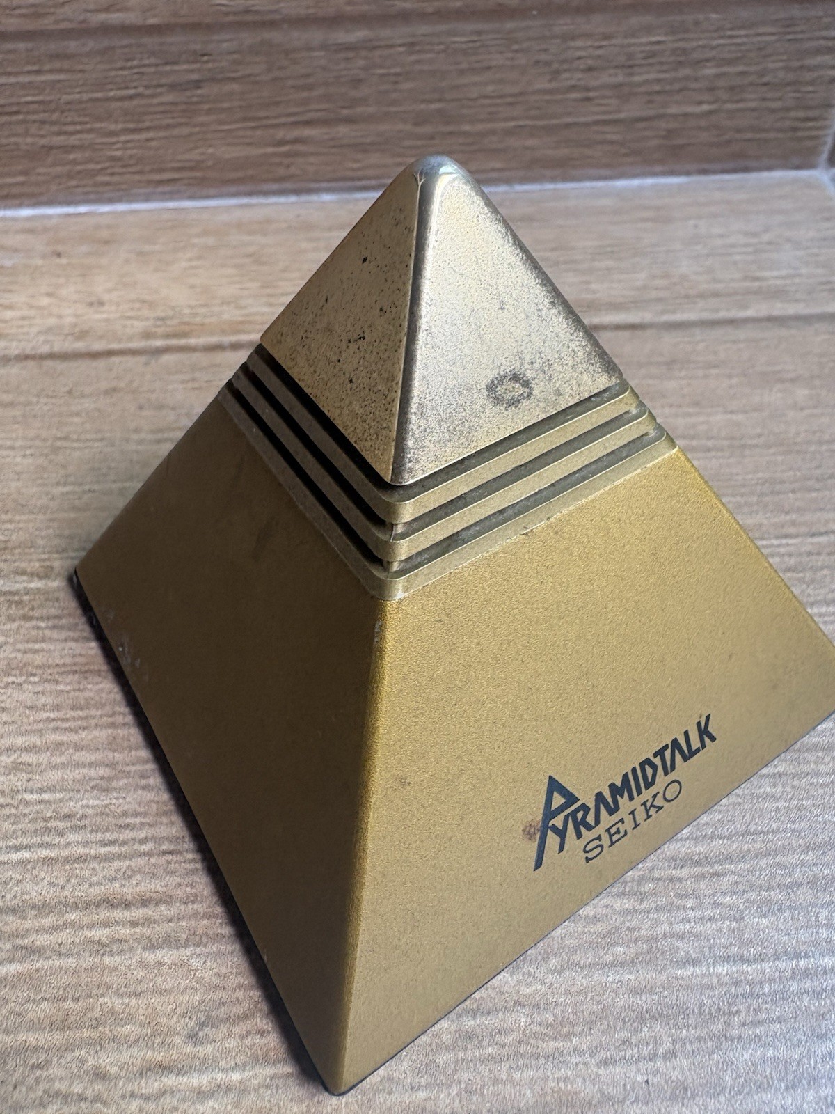 Vintage 1980s SEIKO PyramidTalk DA571G Gold Talking Alarm Clock Japanese Works