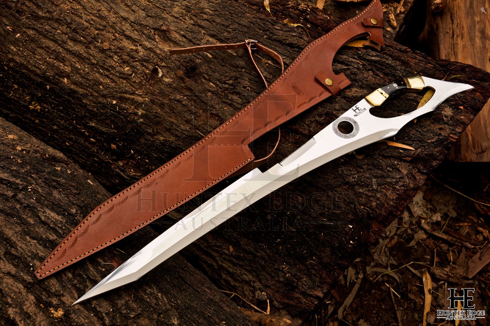 HUNTEX Custom Handmade 1095 Steel Blade, 71 cm Long, Celtic Knot Viking Sword