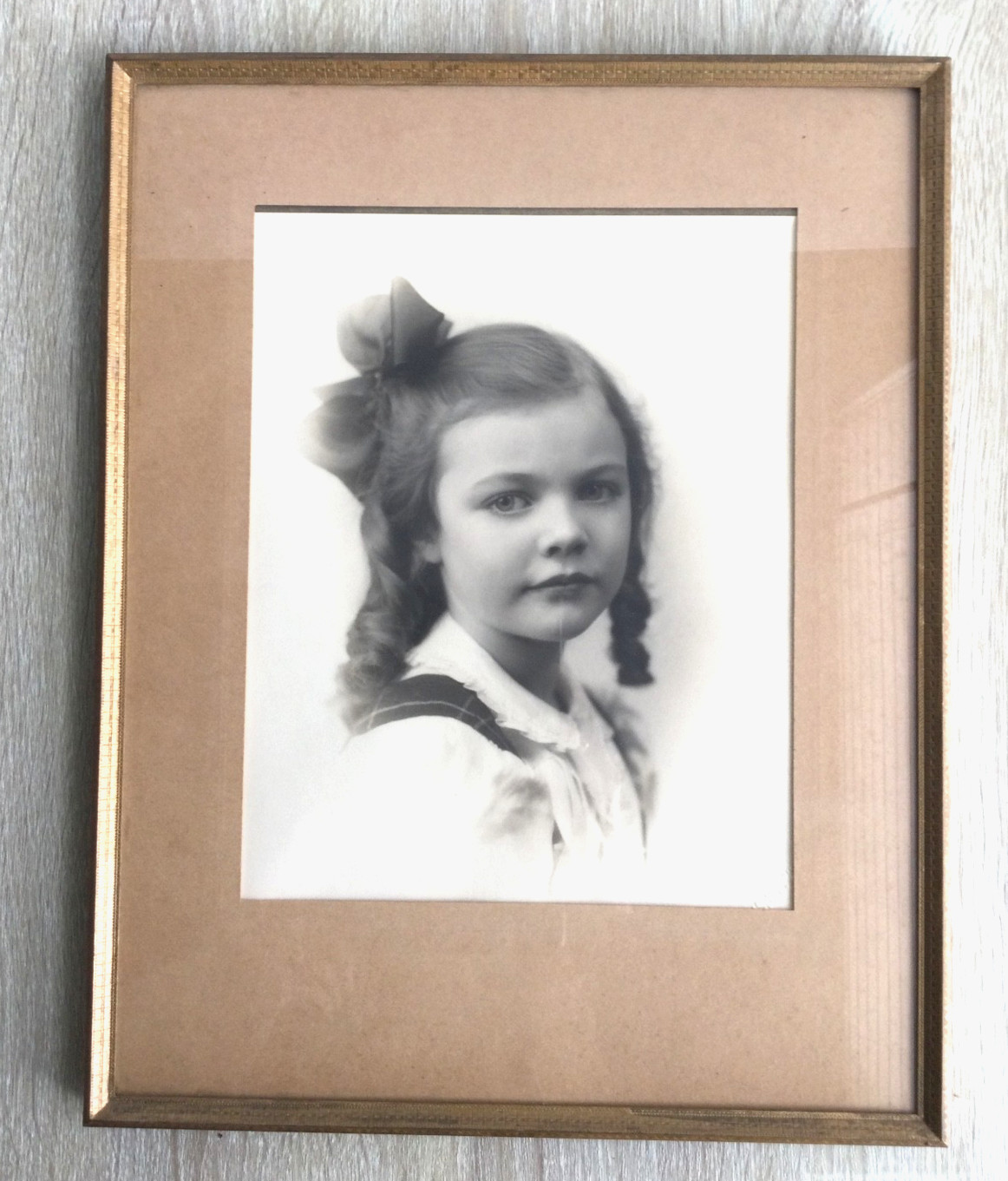 Antique Early 1900\'s Portrait of Adorable Little Girl Framed Photo