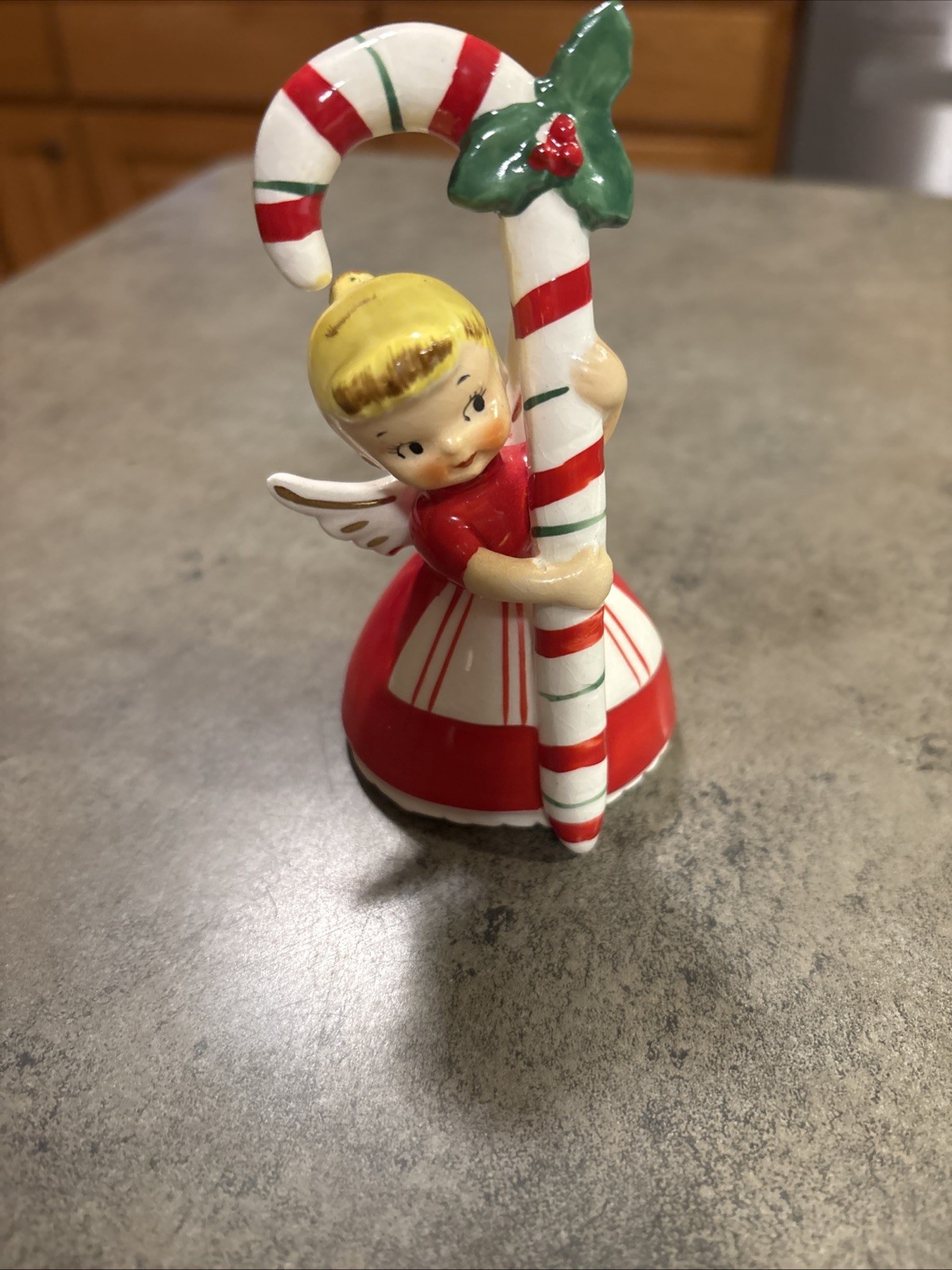 Rare Vintage National Potteries Japan Christmas Angel Bell Candy Cane Napco 1956