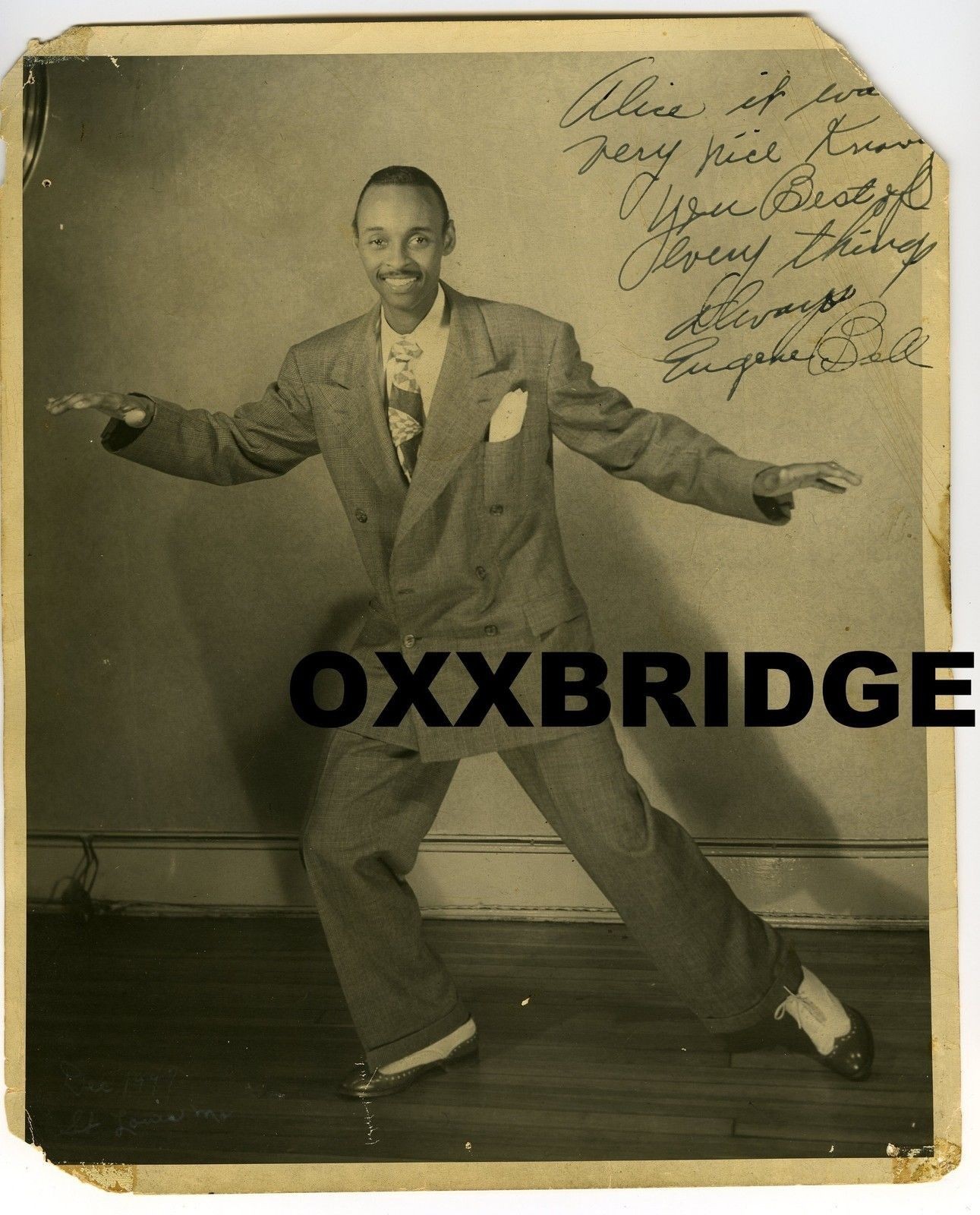GENE BELL SIGNED PHOTO Tap Dancer Black Vaudeville Minstrel Man 1935 Theater