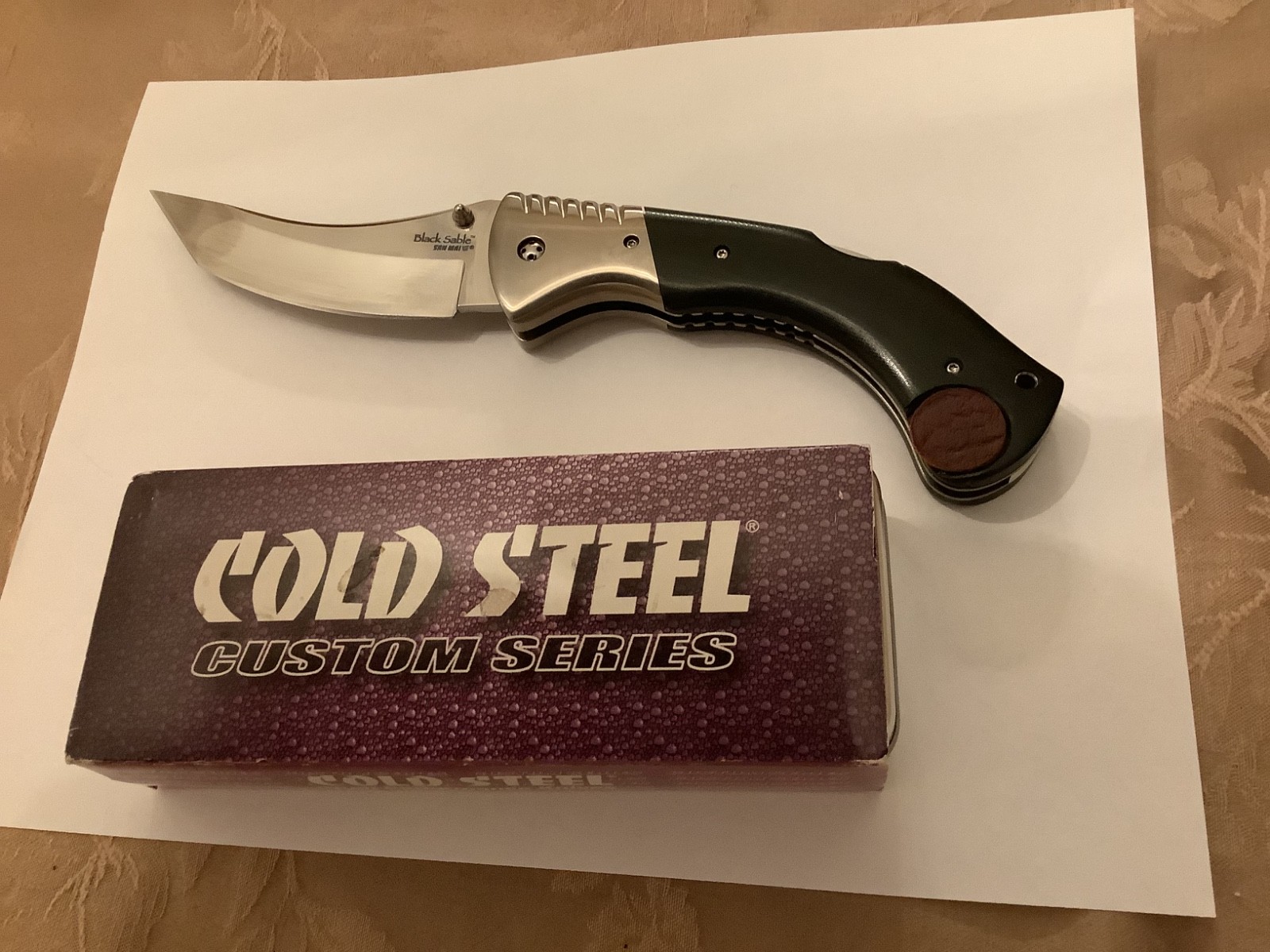Cold Steel custon vintage Black Sable Titanium Bolsters mirror San Mai III Cold Steel custon vintage Black Sable Titanium Bolsters mirror San Mai III