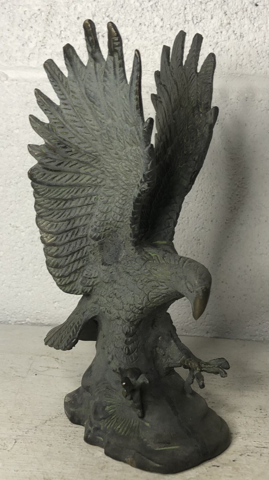 Vintage Brass Bronze American Federal Eagle Statue Sculpture Finial 9” Patina Vintage Brass Bronze American Federal Eagle Statue Sculpture Finial 9” Patina