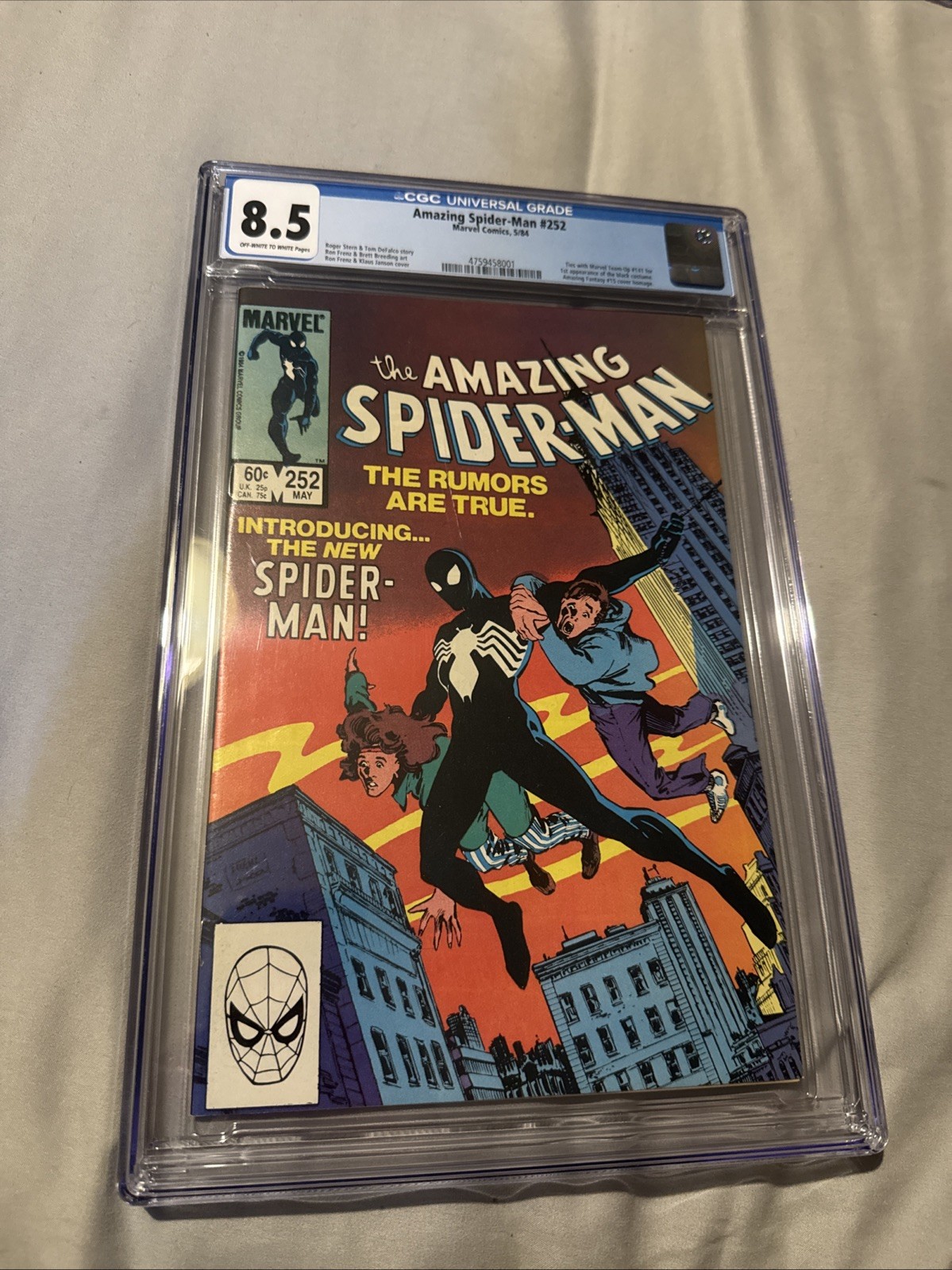 Amazing Spider-Man #252 1984 CGC 8.5 1st Black Costume Key Marvel Venom Symbiote
