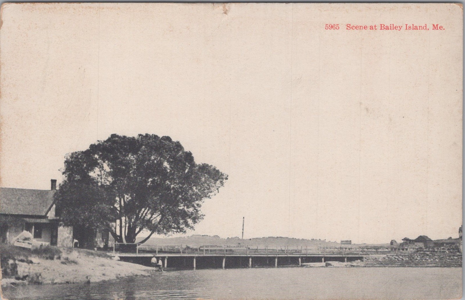 Bailey Island Maine ME Coastal Waterfront Dock Pier Bridge House 1900s Postcard