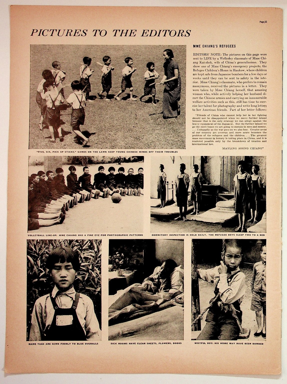 1930s Mme Chiang\'s Refugees China WWII Era Magazine Page Ephemera Hankow