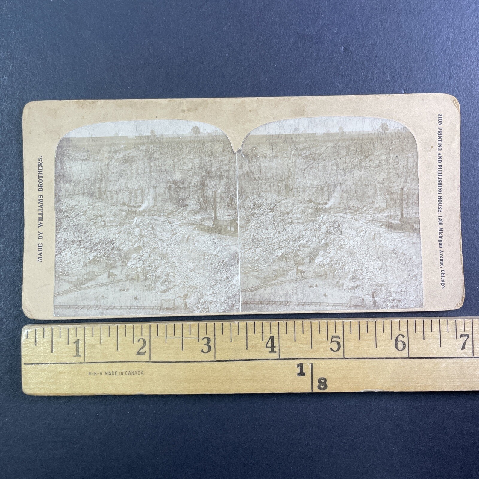 Mining Quarry Stereoview Williams Brothers Zion Printing Chicago 1890s Mining Quarry Stereoview Williams Brothers Zion Printing Chicago 1890s