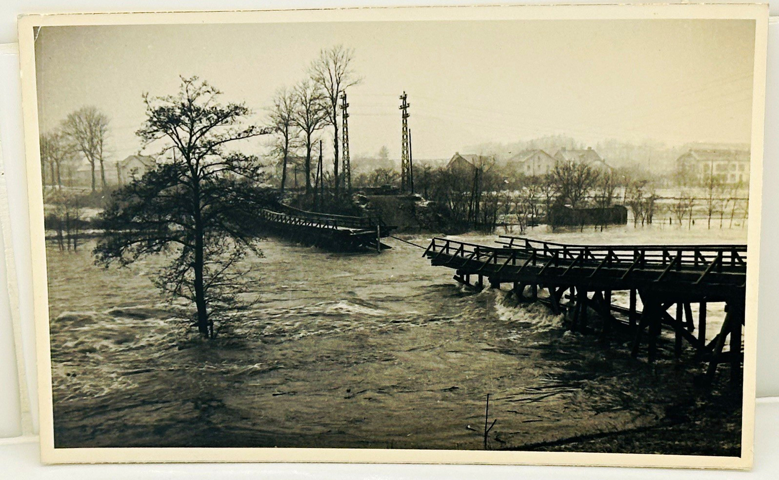 Vintage RPPC Eloyes France Moselle River Flood Bridge Collapse Photo P. Sonrel