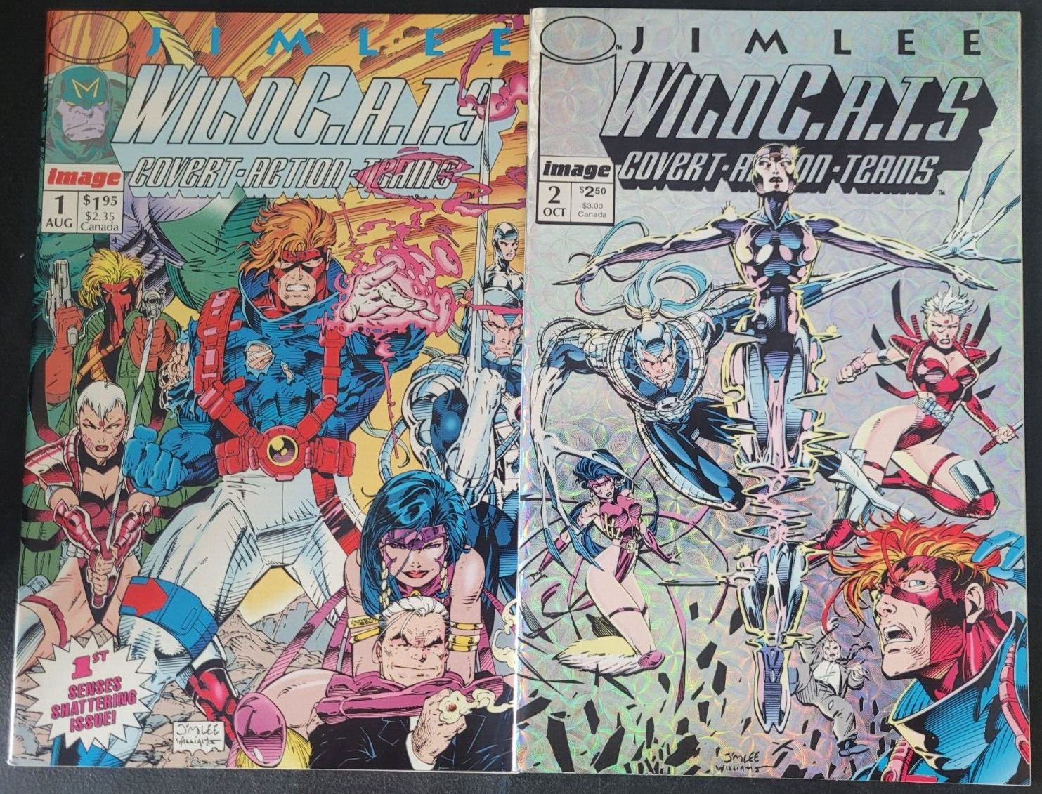 WILDCATS #1 & 2 (1992) IMAGE COMICS 1ST APPEARANCE & 1ST PRISM COVER JIM LEE
