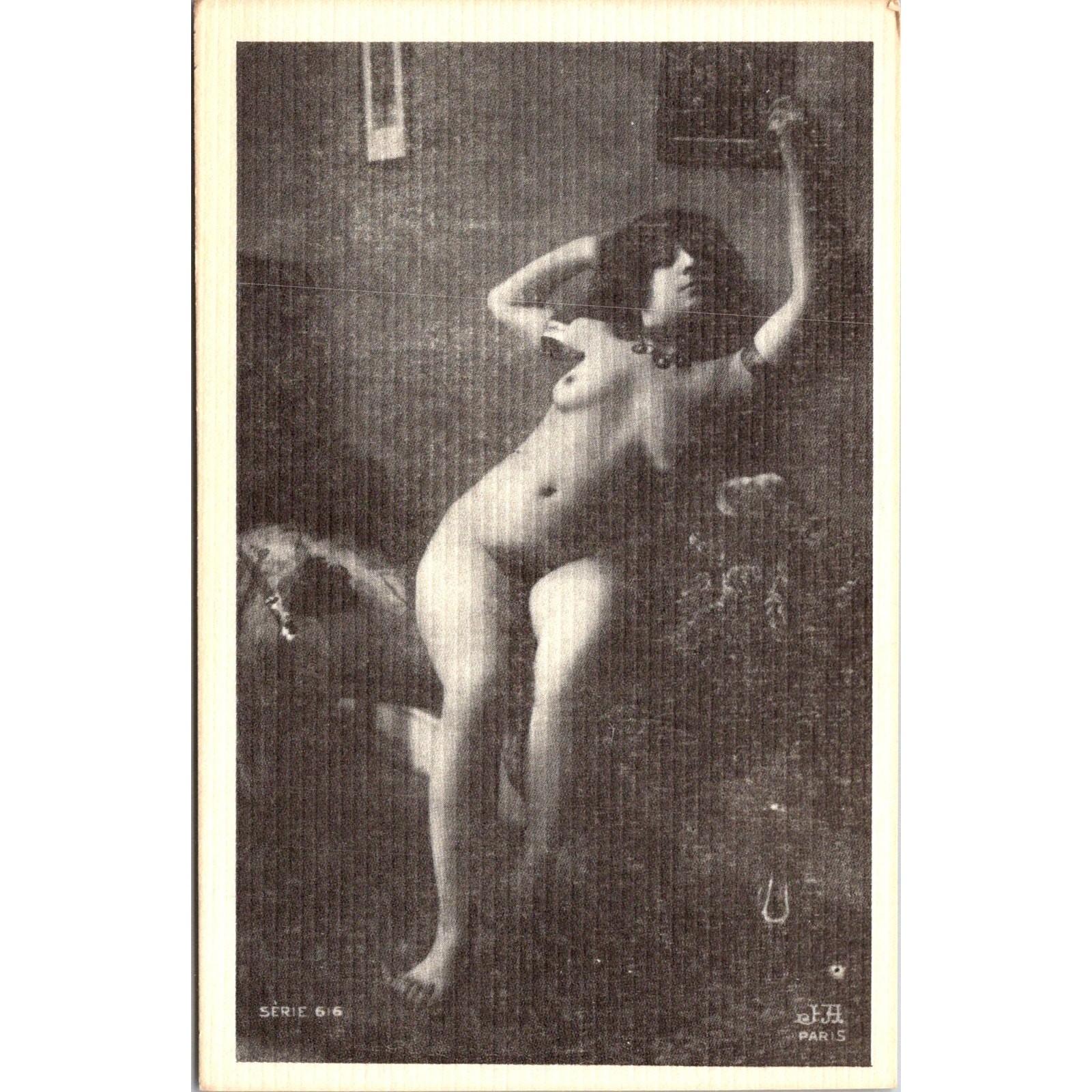 French Real Photo Art Female Model Dance-Like Pose Vintage Postcard SP7-16