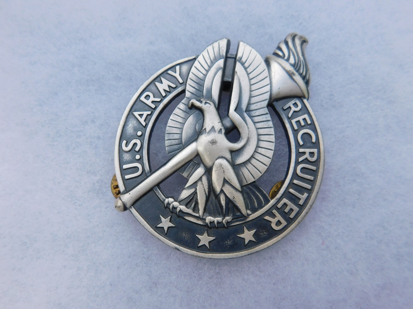 US Army Recruiter badge heavy vintage. Antaya  GI MAKER MARKED