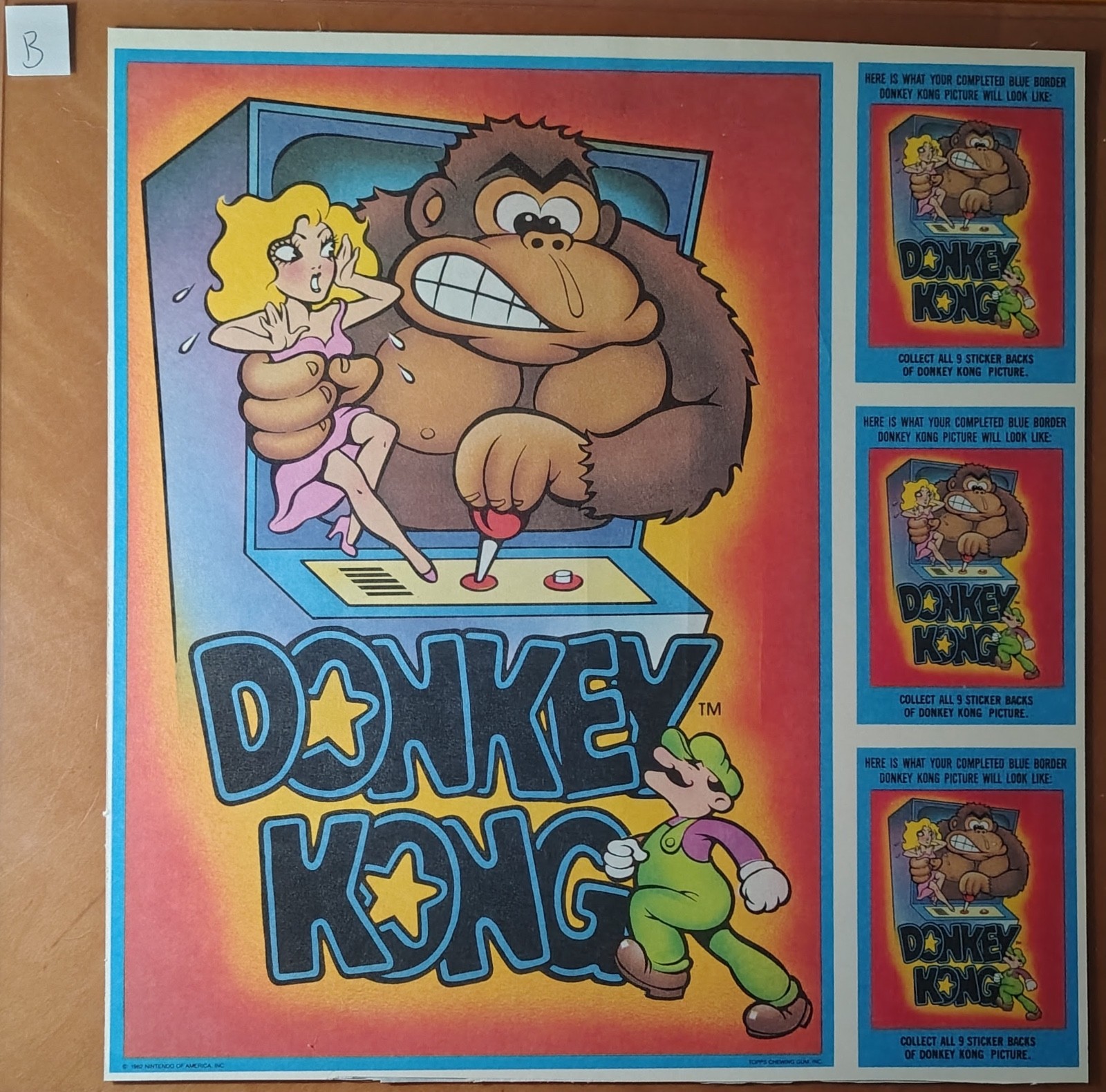 1982 TOPPS UNCUT SHEET NINTENDO DONKEY KONG MARIO JUMP MAN AT WORK 1982 TOPPS UNCUT SHEET NINTENDO DONKEY KONG MARIO JUMP MAN AT WORK