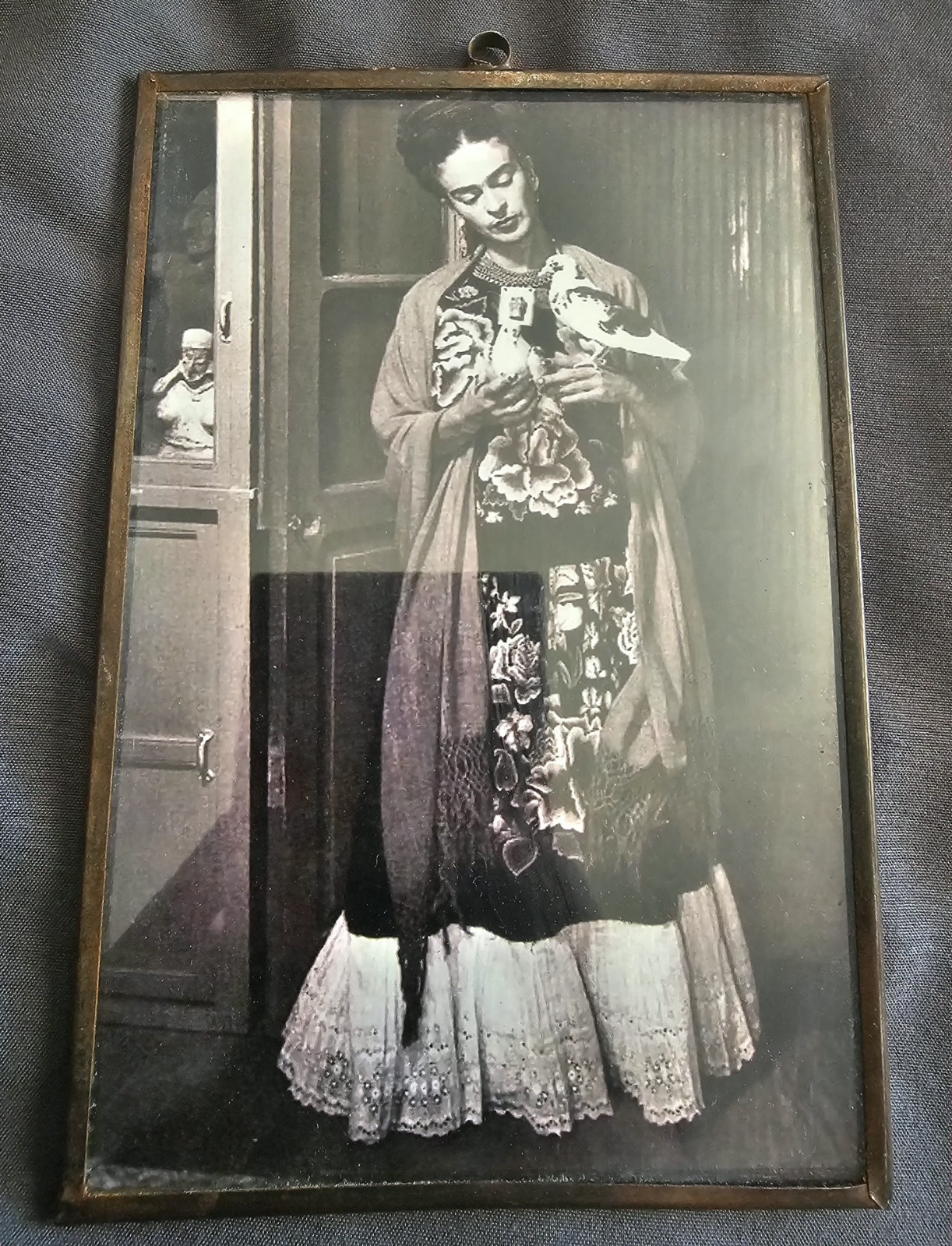 Vintage Lamina Portrait of Frida Kahlo Mexican Artist Made in Mexico