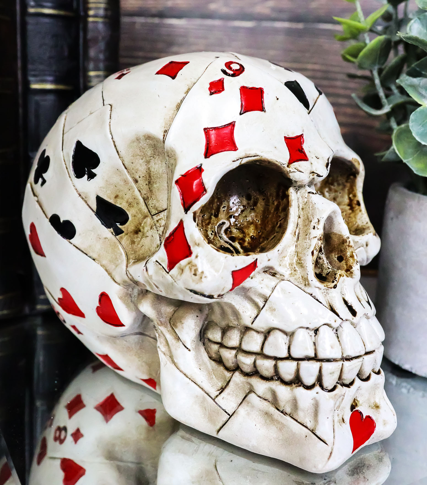 Playing Card Poker Face Skull Figurine Skeleton Halloween Playing Card Poker Face Skull Figurine Skeleton Halloween