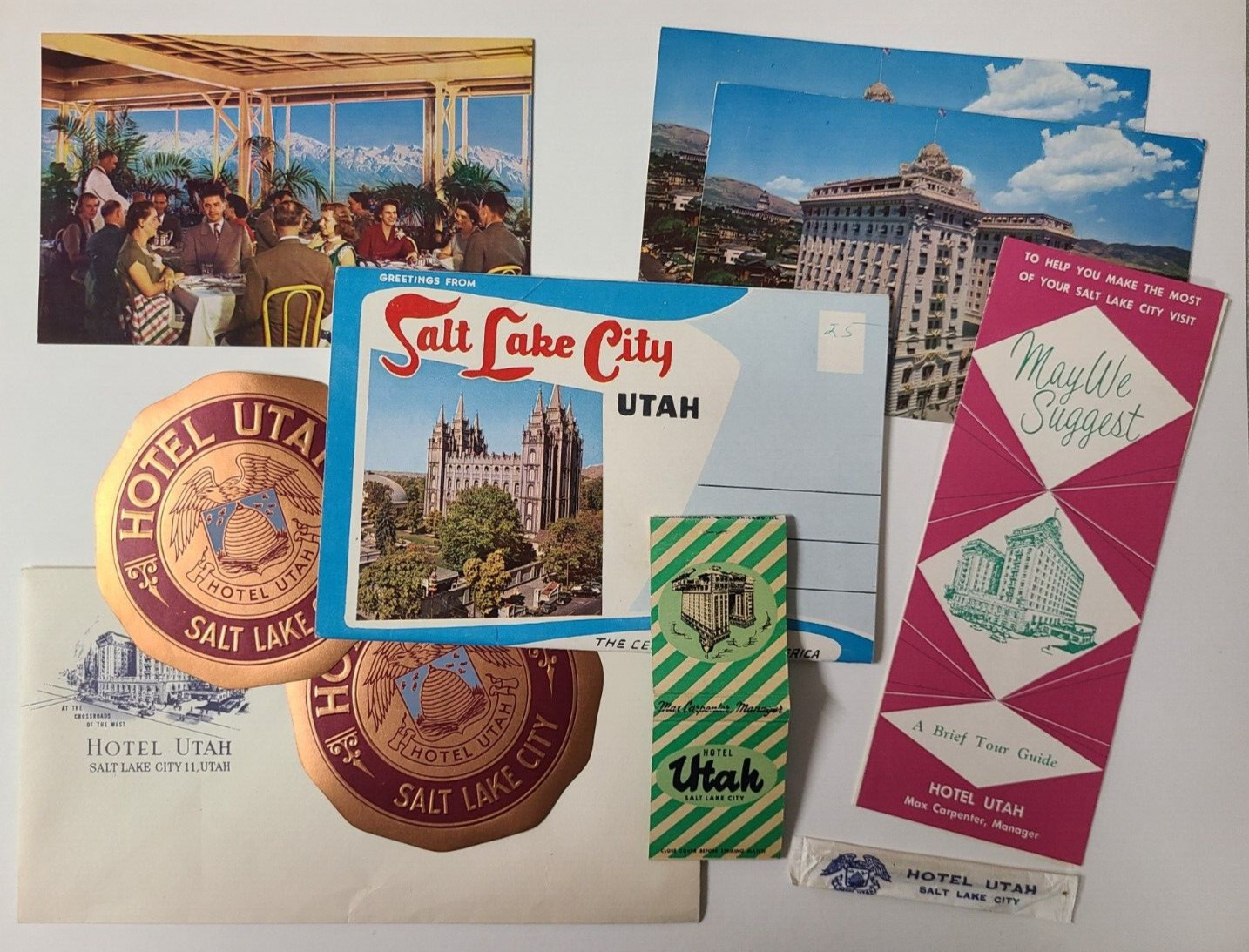 Vintage 1957 Hotel Utah Salt Lake City 10-Piece Travel Ephemera Collection NICE