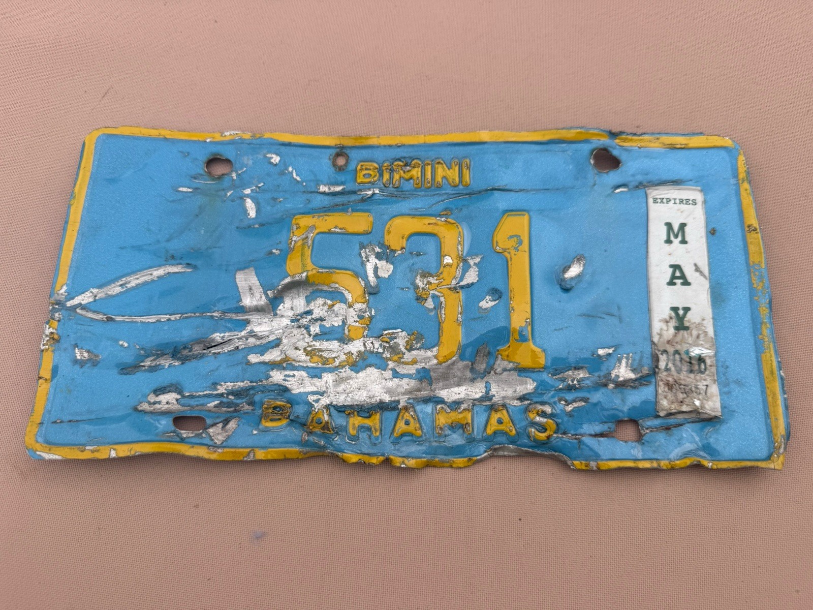 Vintage Bimini Bahamas 2016 License Plate Low Number 531