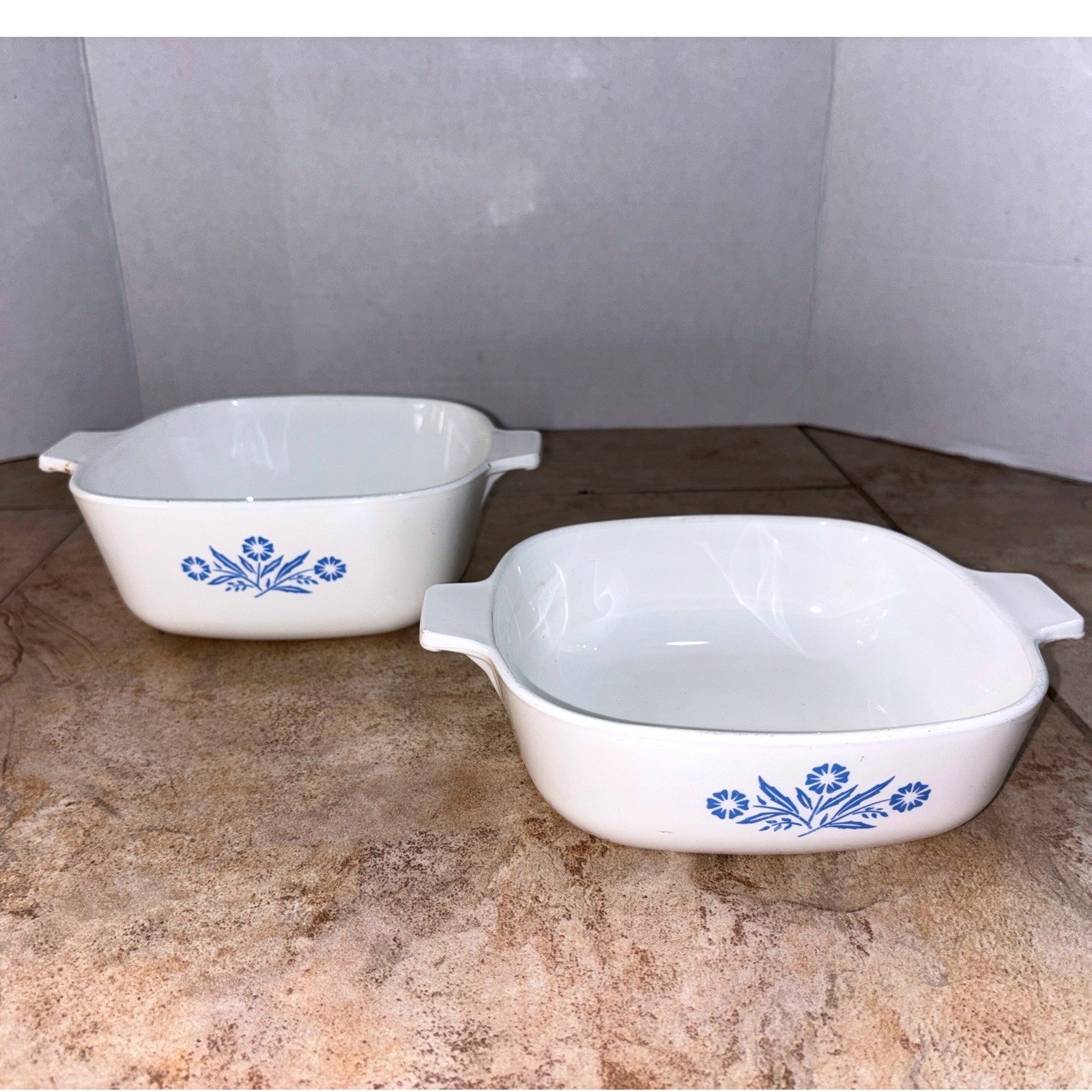 Vintage Corning Ware Blue Cornflower Casserole Dish Set 1 Qt & 1.5 Qt P-1 1/2-B