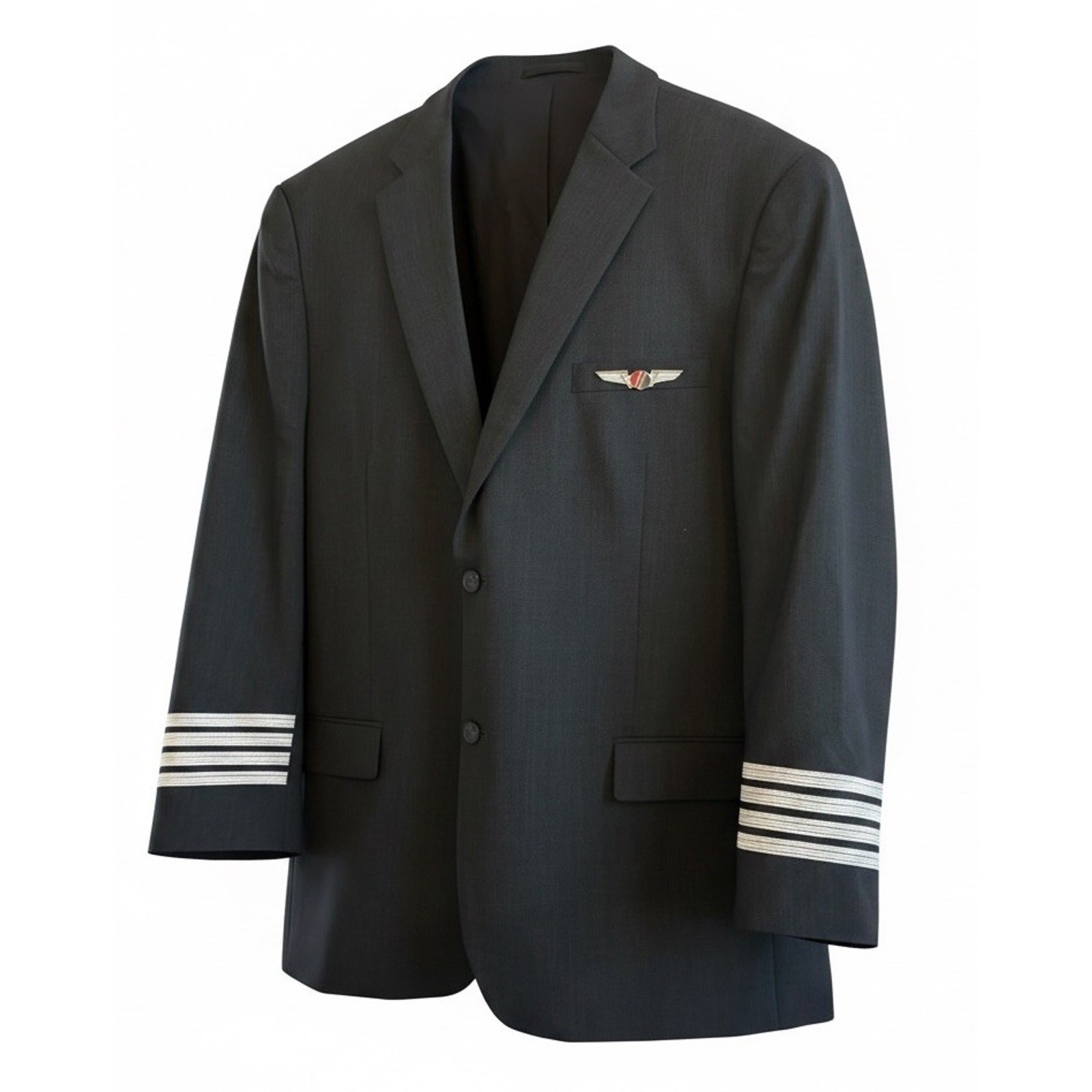 VTG Continental Airlines Captain Uniform Jacket 48L & Metal Pilot Wings Set