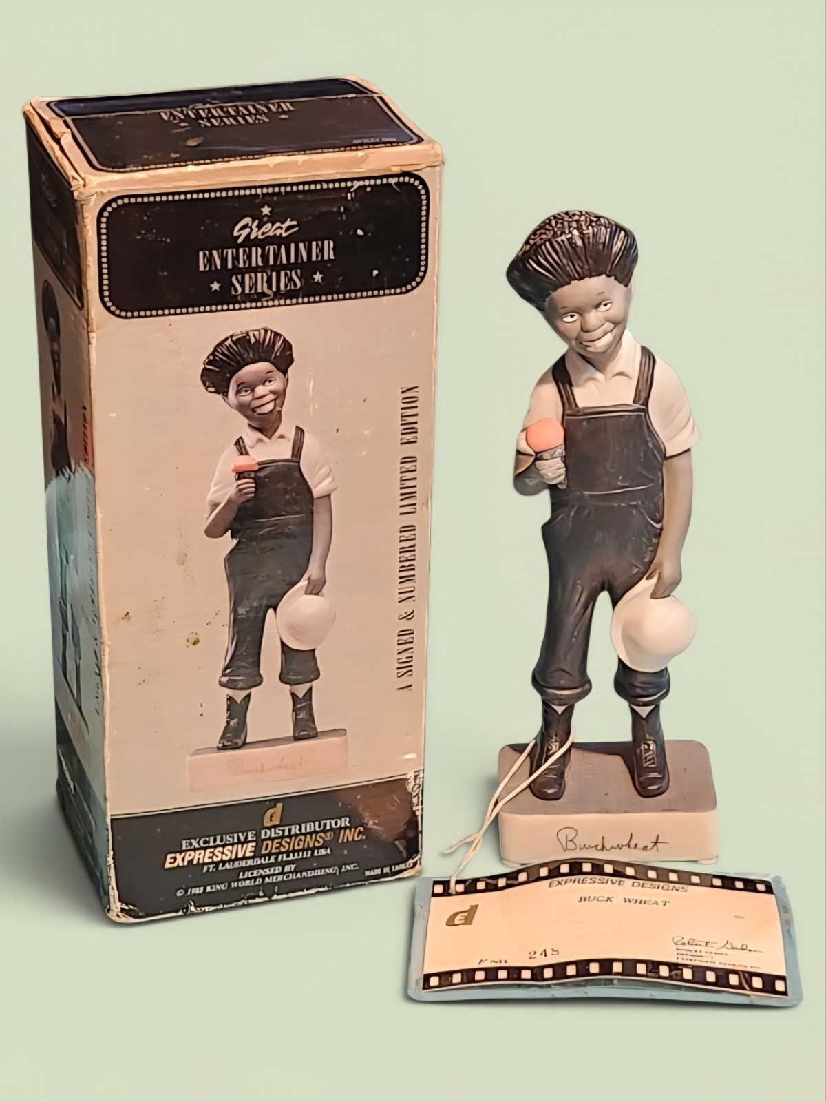 1988 Great Entertainer Series Little Rascals Buckwheat Porcelain Statue Figure E 1988 Great Entertainer Series Little Rascals Buckwheat Porcelain Statue Figure E