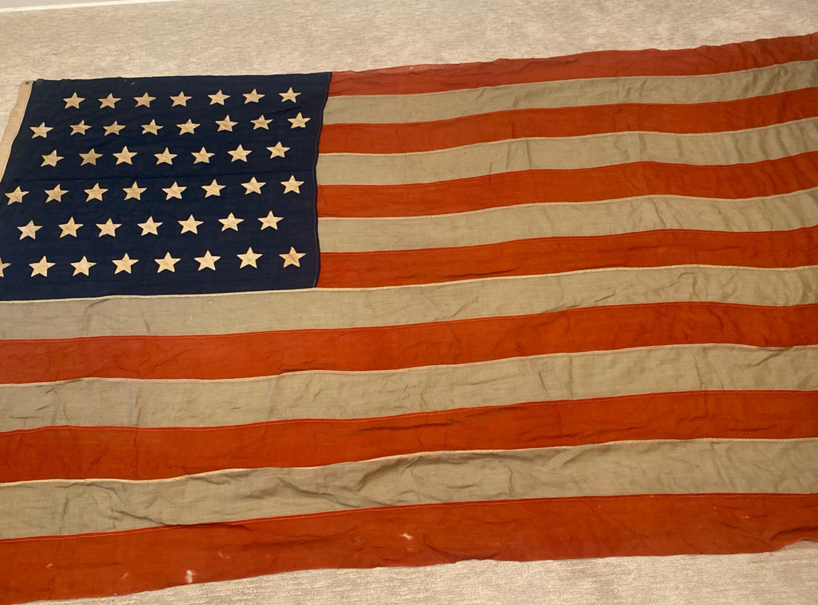 Antique 45 Star American Flag 69”x113” Sewn Stars Large USA Antique 45 Star American Flag 69”x113” Sewn Stars Large USA