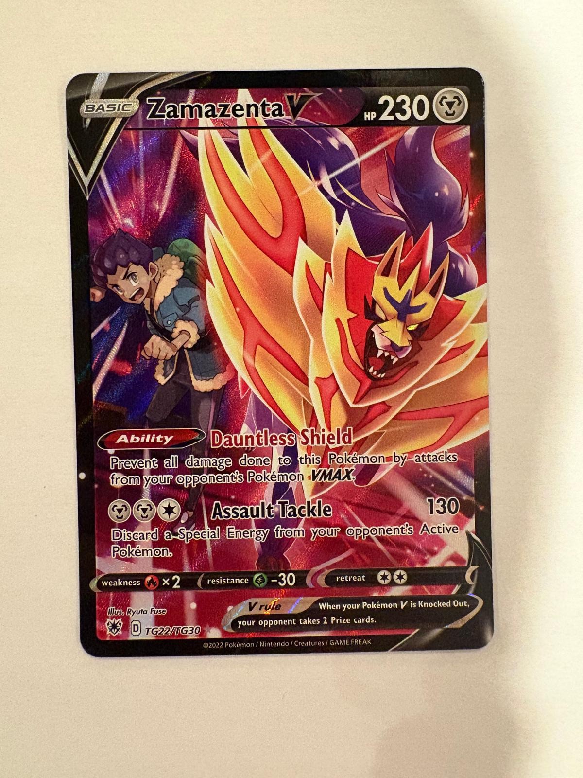 Zamazenta V TG22/TG30 Holo Astral Radiance Trainer Gallery Pokemon Card Zamazenta V TG22/TG30 Holo Astral Radiance Trainer Gallery Pokemon Card